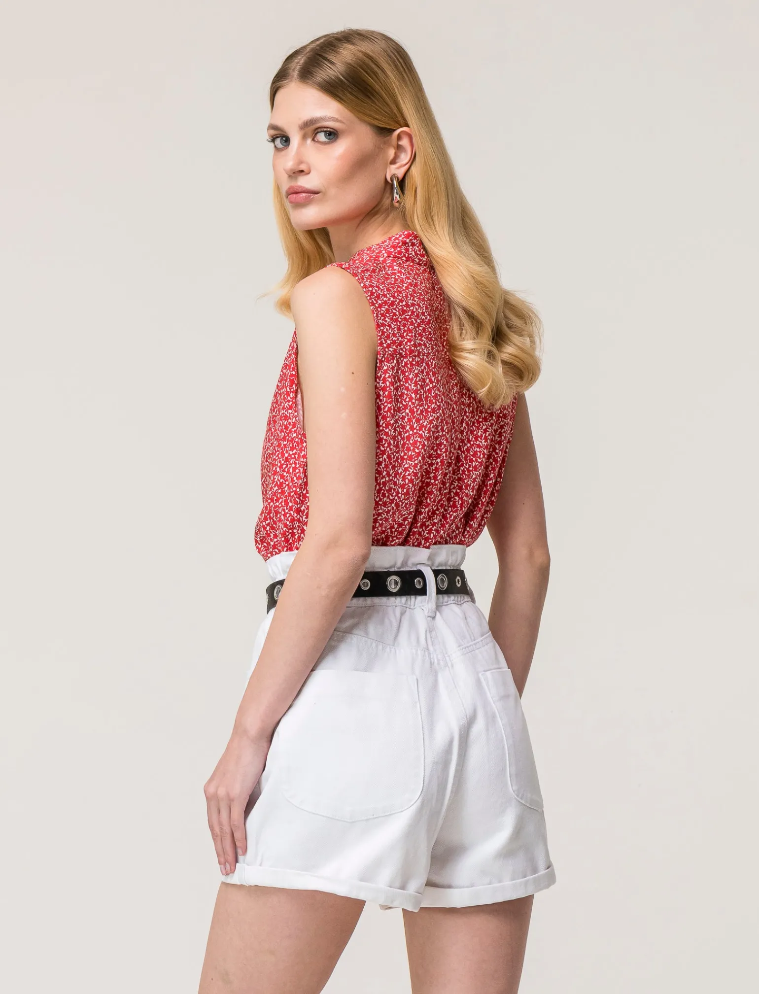 Donna Piazza Italia Camicie E Casacche<Camicia smanicata vestibilità regular con bottoni effetto madreperla - var 3