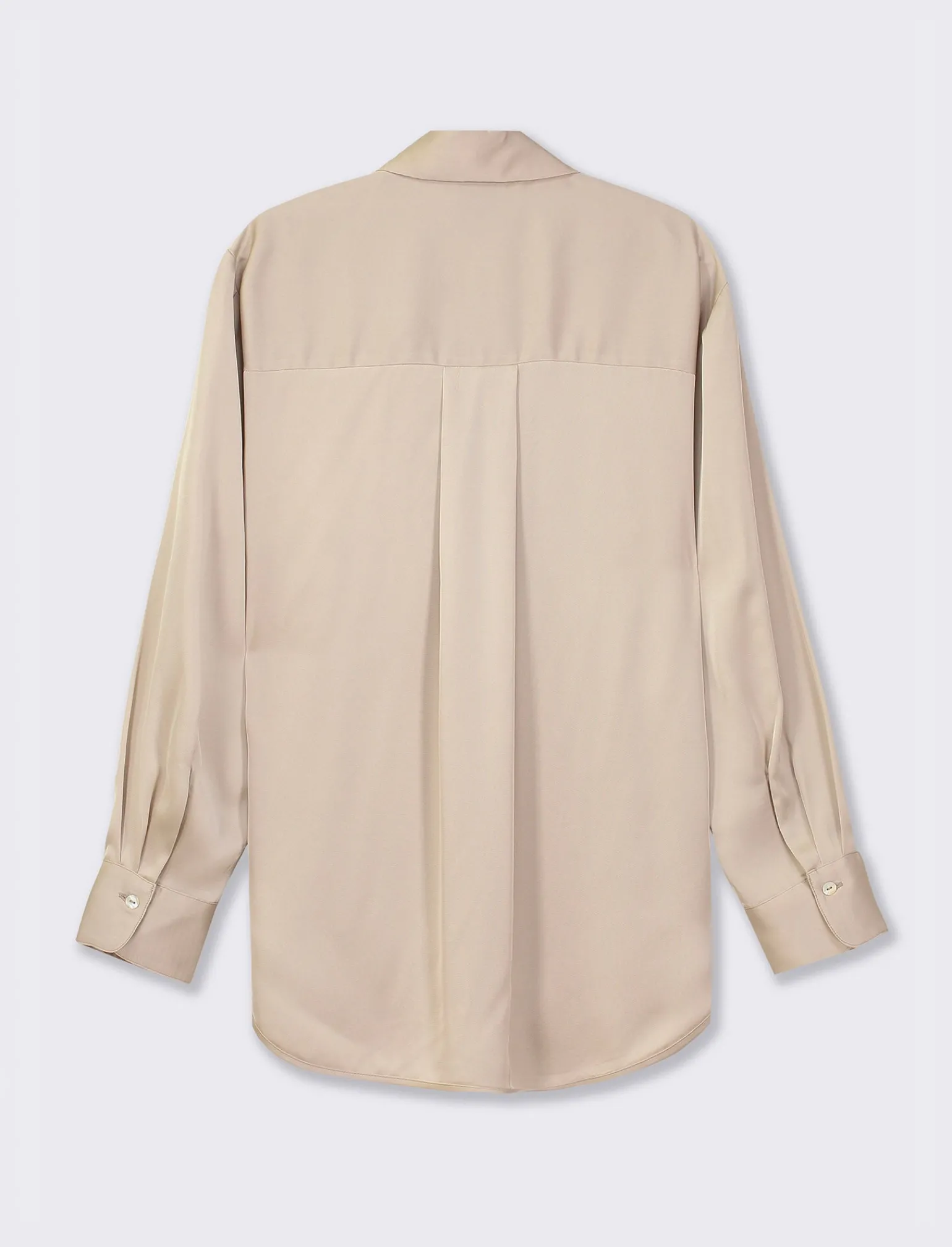 Donna Piazza Italia Donna | Camicie E Casacche<Camicia stampata in rasocon bottoni in madreperla - Sabbia