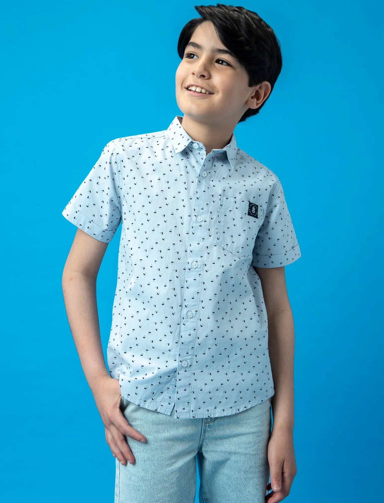 Bambino Piazza Italia Bambino<Camicia stampata mezza manica - Celeste