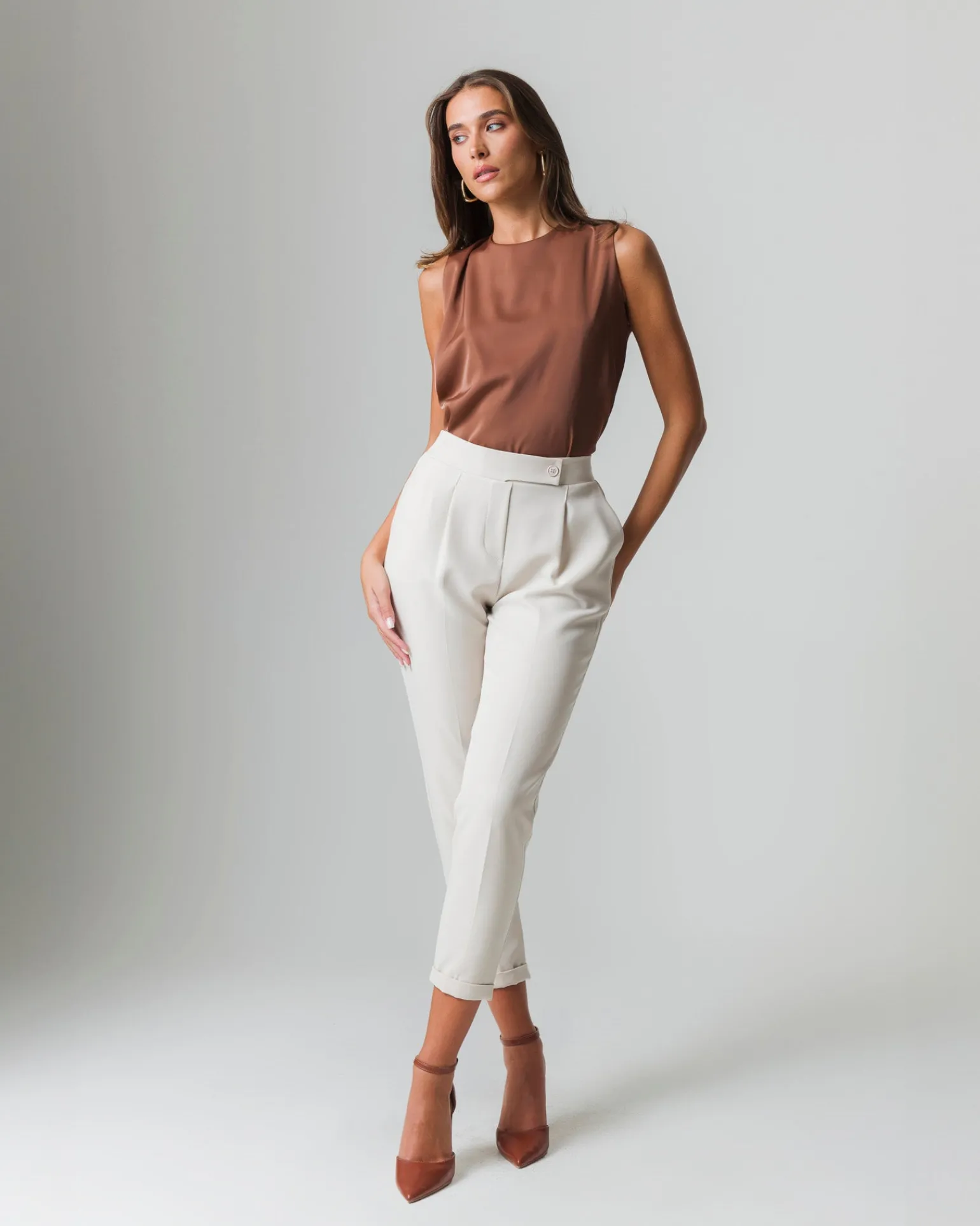 Donna Piazza Italia Donna | T-Shirt E Top<Canotta con chiusura a fiocco sul retro del collo  - tabacco
