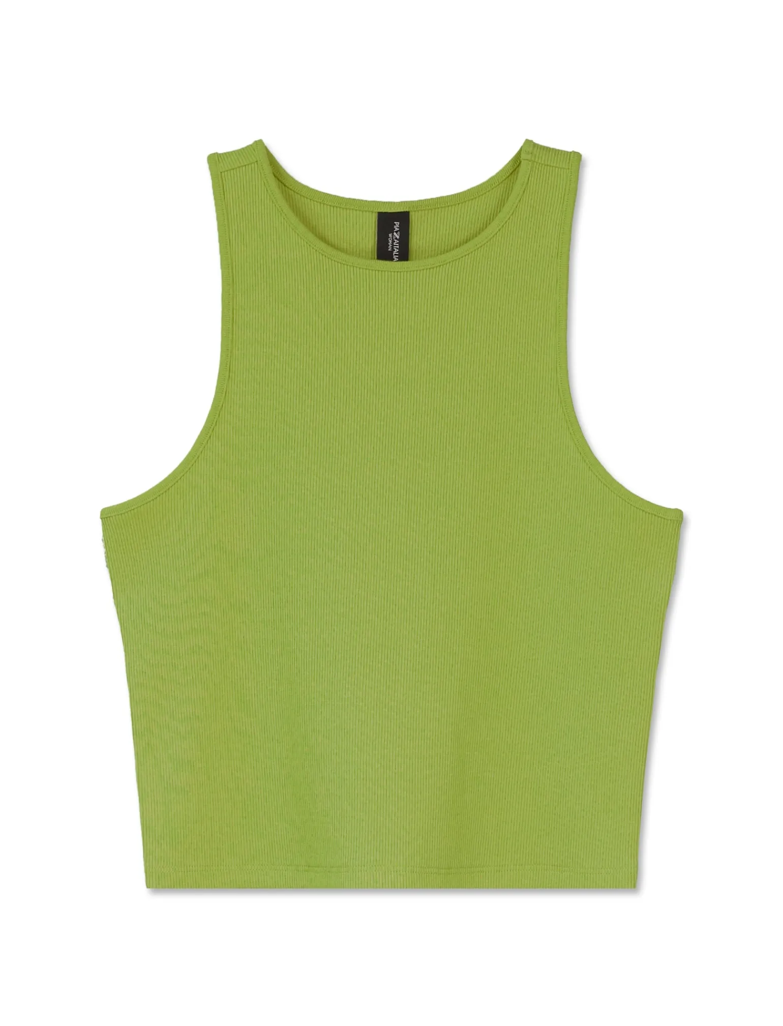 Donna Piazza Italia Donna | T-Shirt E Top<Canotta cropped in tessuto elastico a costina doppia vestibilità slim - pistacchio