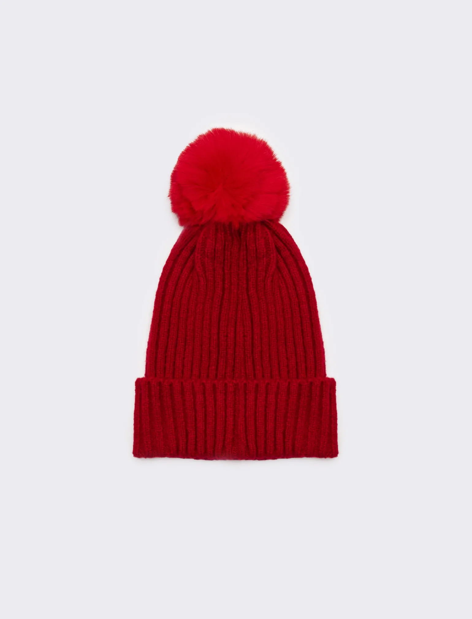 Donna Piazza Italia Cappelli E Berretti<Cappello da donna a coste con risvolto e pon pon - Lampone