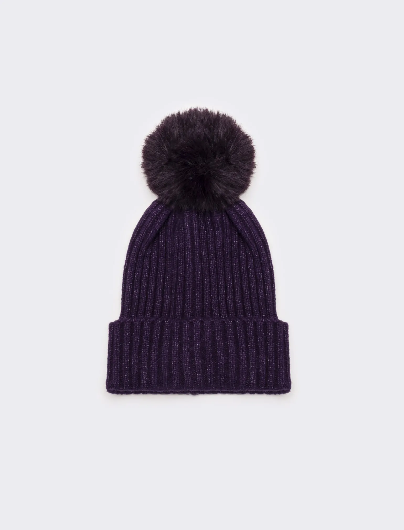 Donna Piazza Italia Cappelli E Berretti<Cappello da donna a coste con risvolto e pon pon - Viola