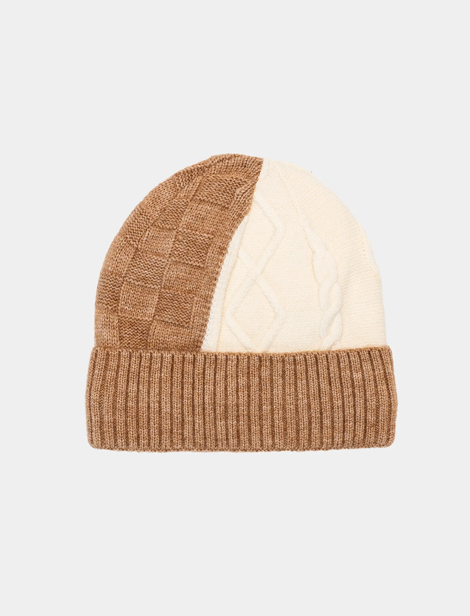 Uomo Piazza Italia Cappelli E Berretti<Cappello modello cuffia bicolor da uomo con risvolto - Beige