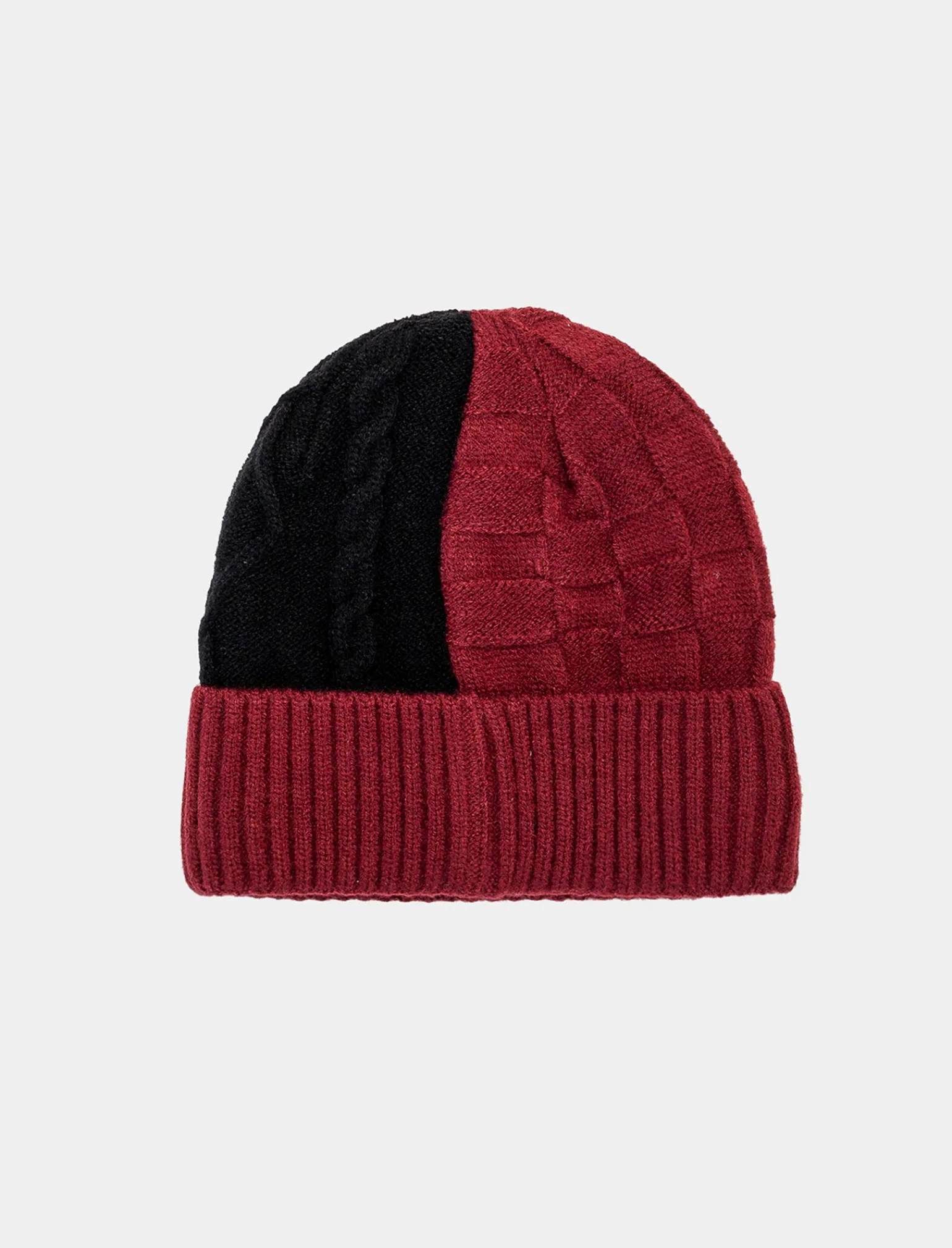 Uomo Piazza Italia Cappelli E Berretti<Cappello modello cuffia bicolor da uomo con risvolto - Bordeaux