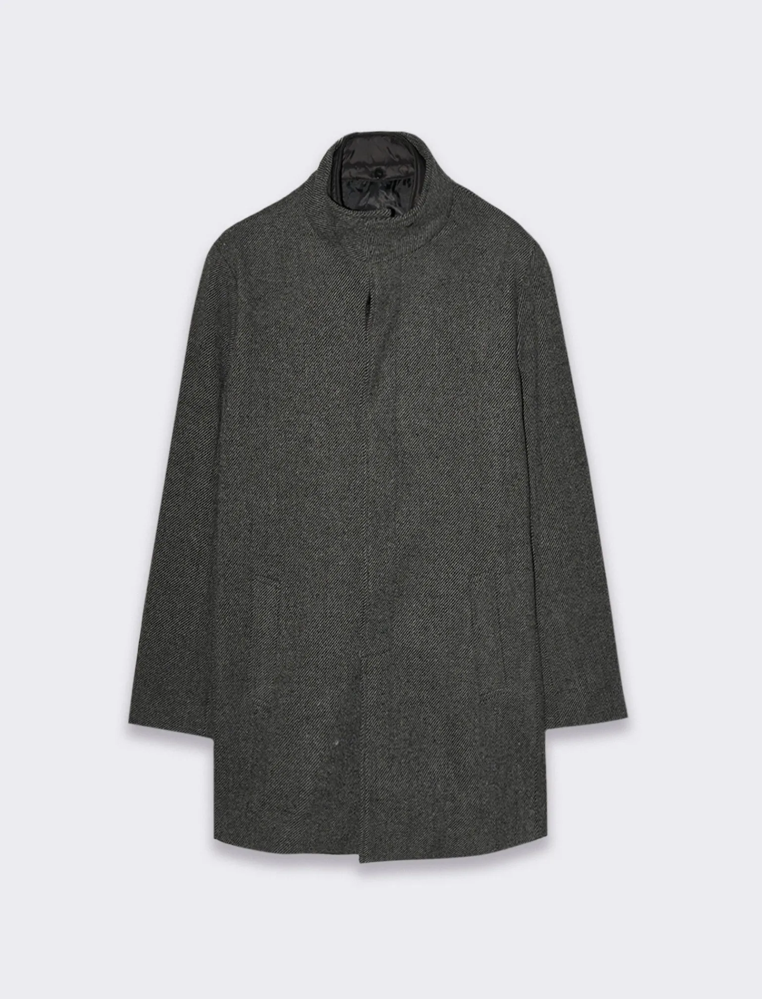 Uomo Piazza Italia Giubbini E Cappotti&lt;Cappotto collo coreano in tessuto diagonale -