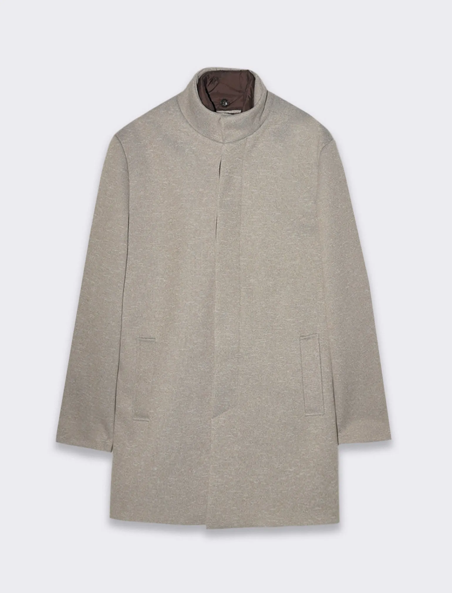 Uomo Piazza Italia Giubbini E Cappotti<Cappotto con collo alla coreana e tasche a filetto sui fianchi - Beige