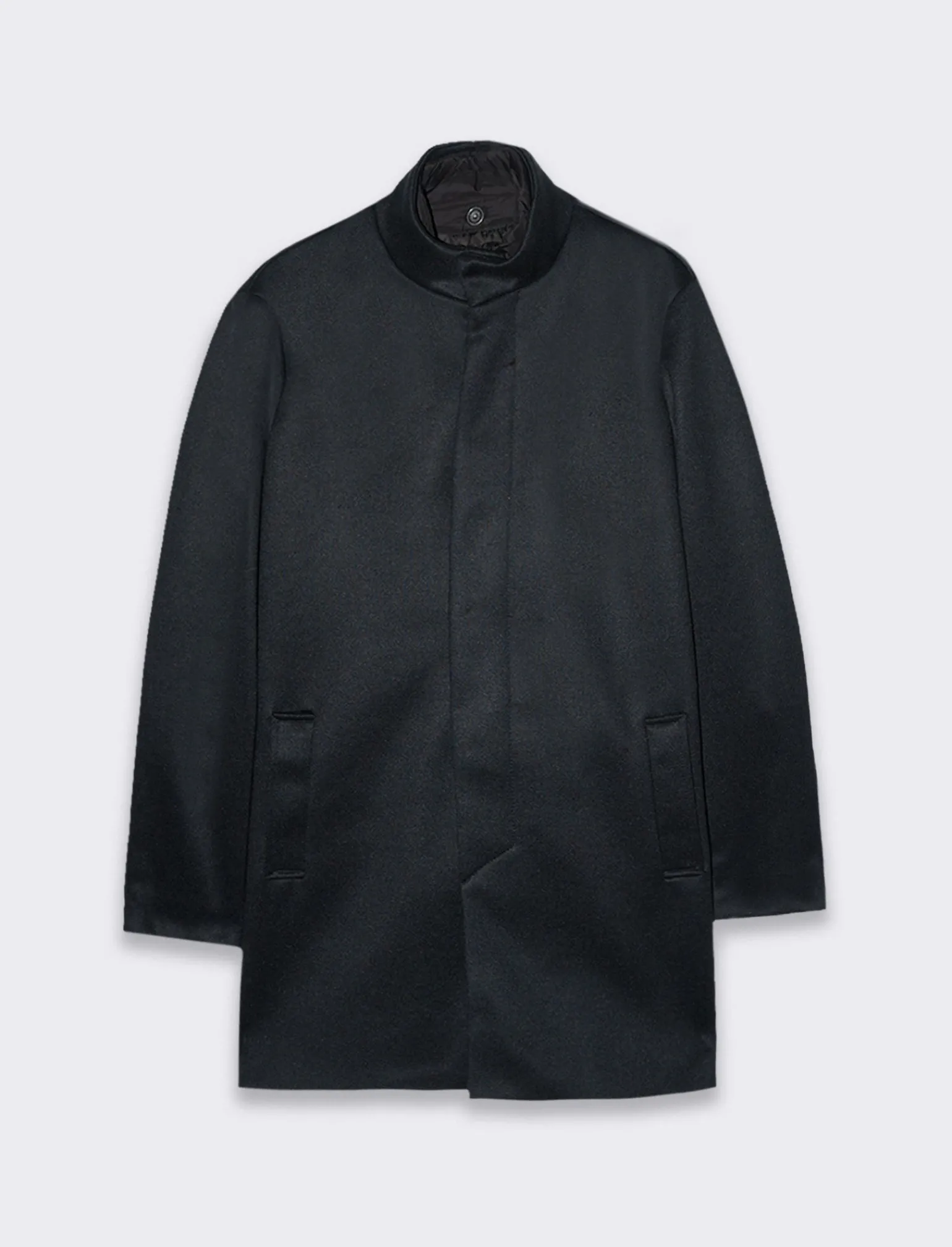 Uomo Piazza Italia Giubbini E Cappotti<Cappotto con collo alla coreana e tasche a filetto sui fianchi - Blu