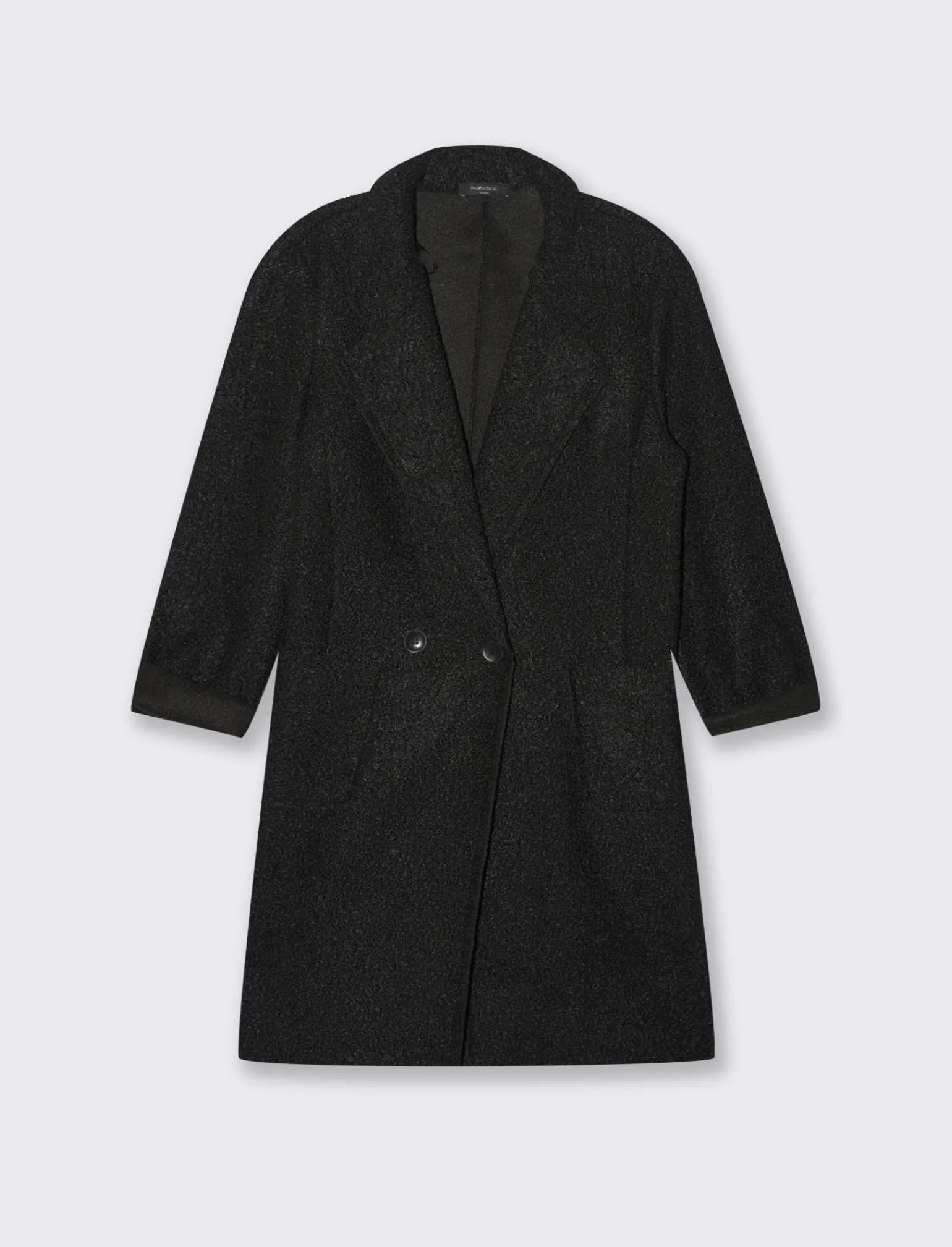 Donna Piazza Italia Giubbini E Cappotti<CAPPOTTO IN TESSUTO BOUCLE' - Nero