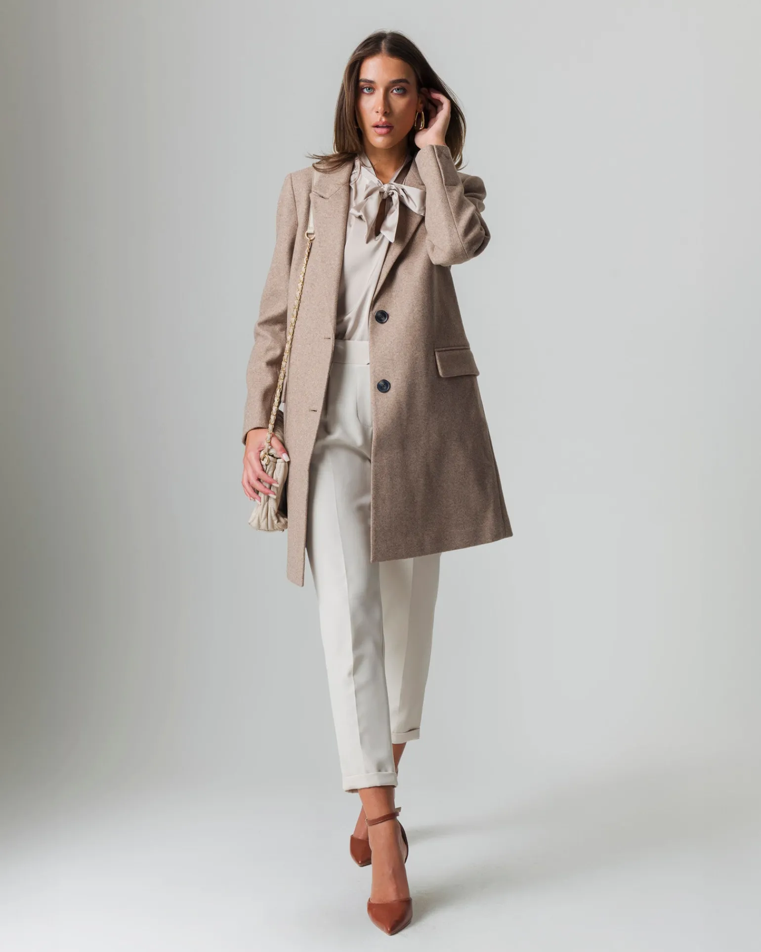 Donna Piazza Italia Donna | Giubbini E Cappotti<Cappotto monopetto 2 bottoni collo revers spacchetti sui polsi - Cammello