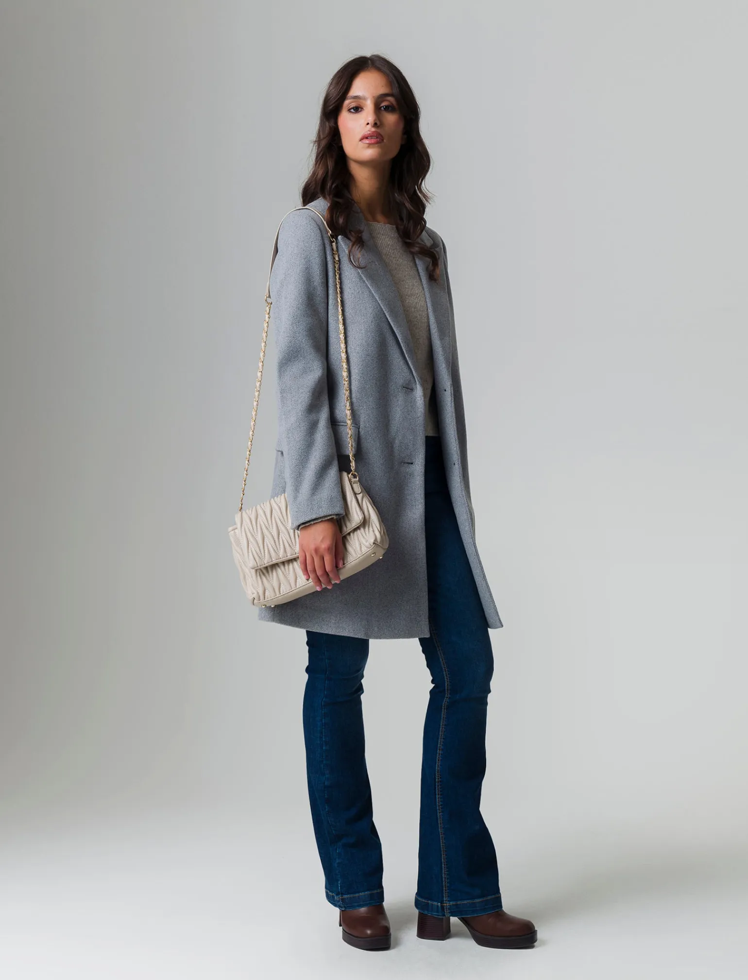 Donna Piazza Italia Donna | Giubbini E Cappotti<Cappotto monopetto 2 bottoni collo revers spacchetti sui polsi - chiaro
