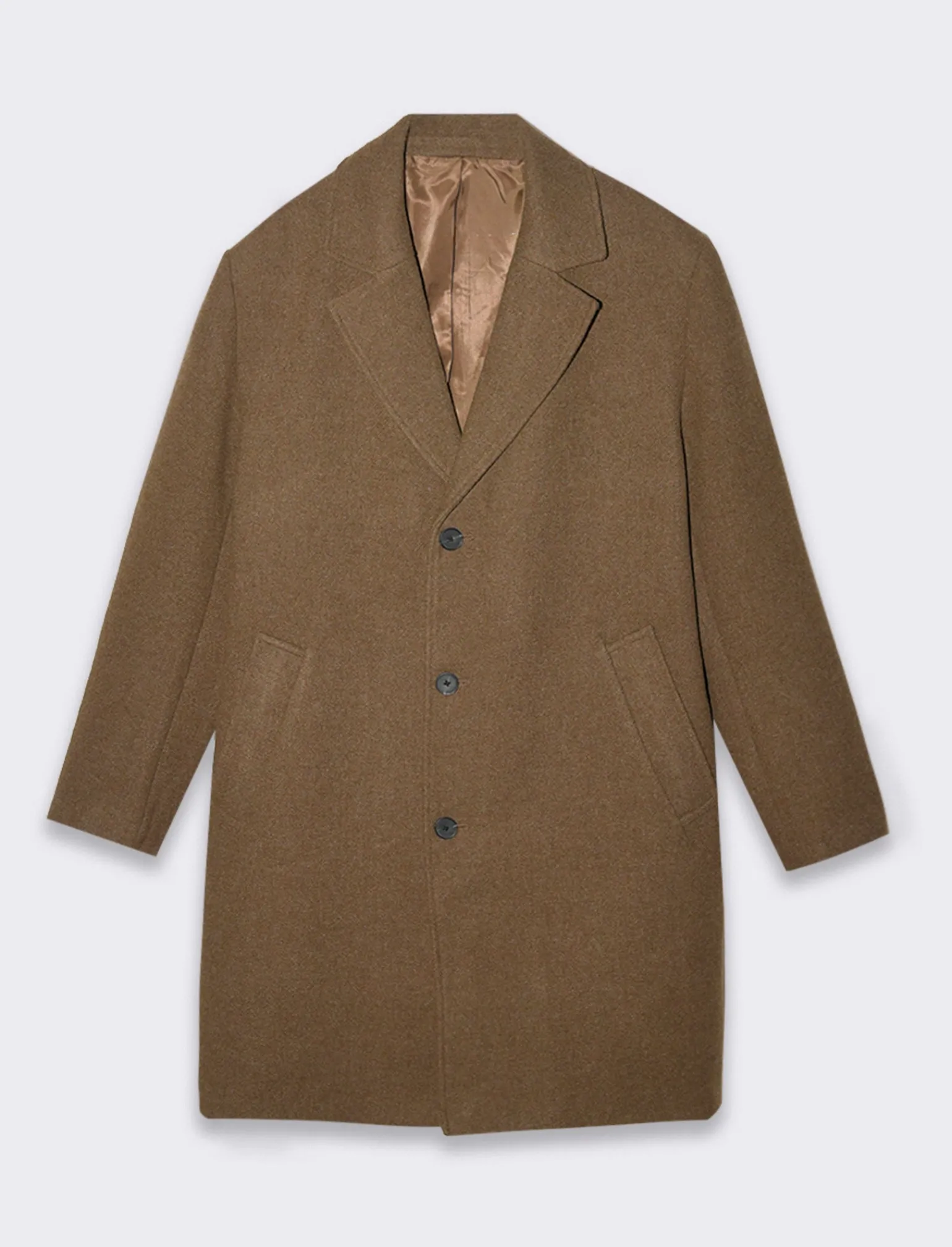 Uomo Piazza Italia Uomo | Giubbini E Cappotti<Cappotto regular fit con collo a revers a punta e maniche lunghe - fango