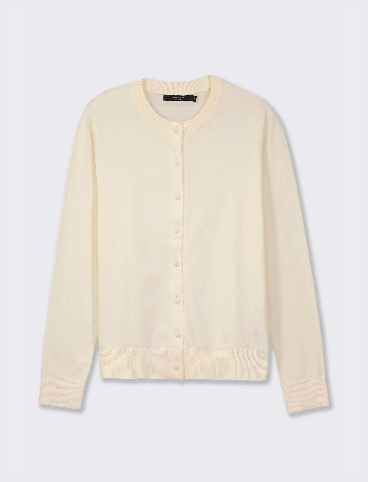 Donna Piazza Italia Donna | Maglieria<Cardigan a girocollo in maglia fine vestibilità comfort - Avorio