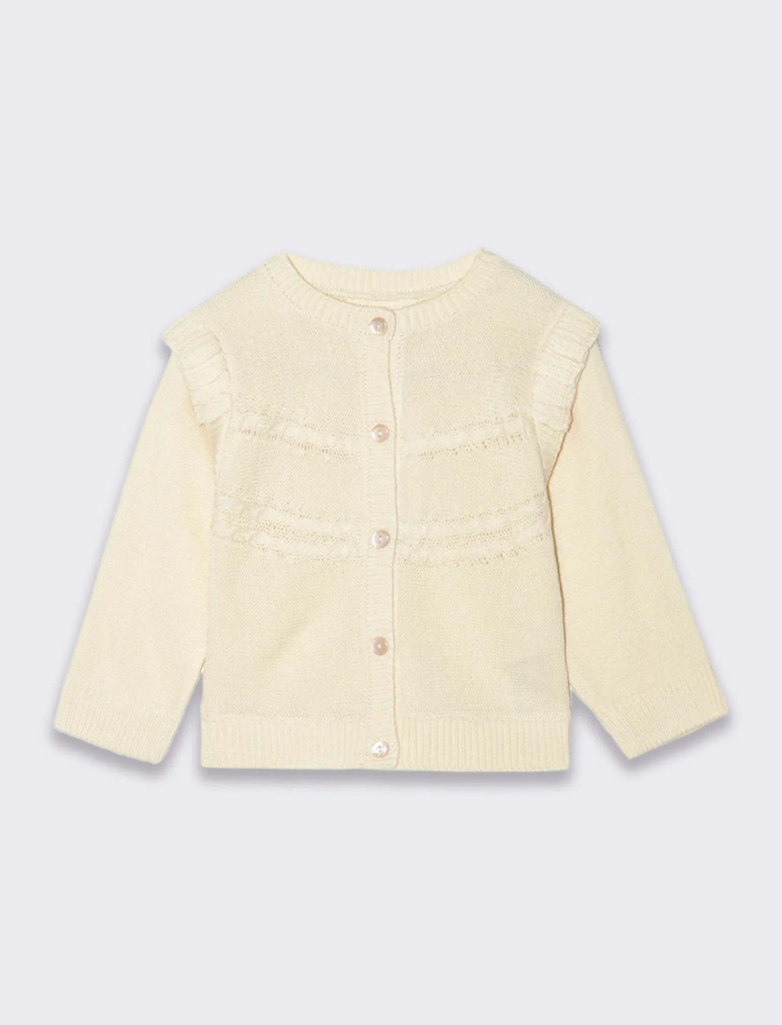 Piazza Italia Neonata<Cardigan da neonata con bottoncini, rouches alle maniche e disegno frontale -