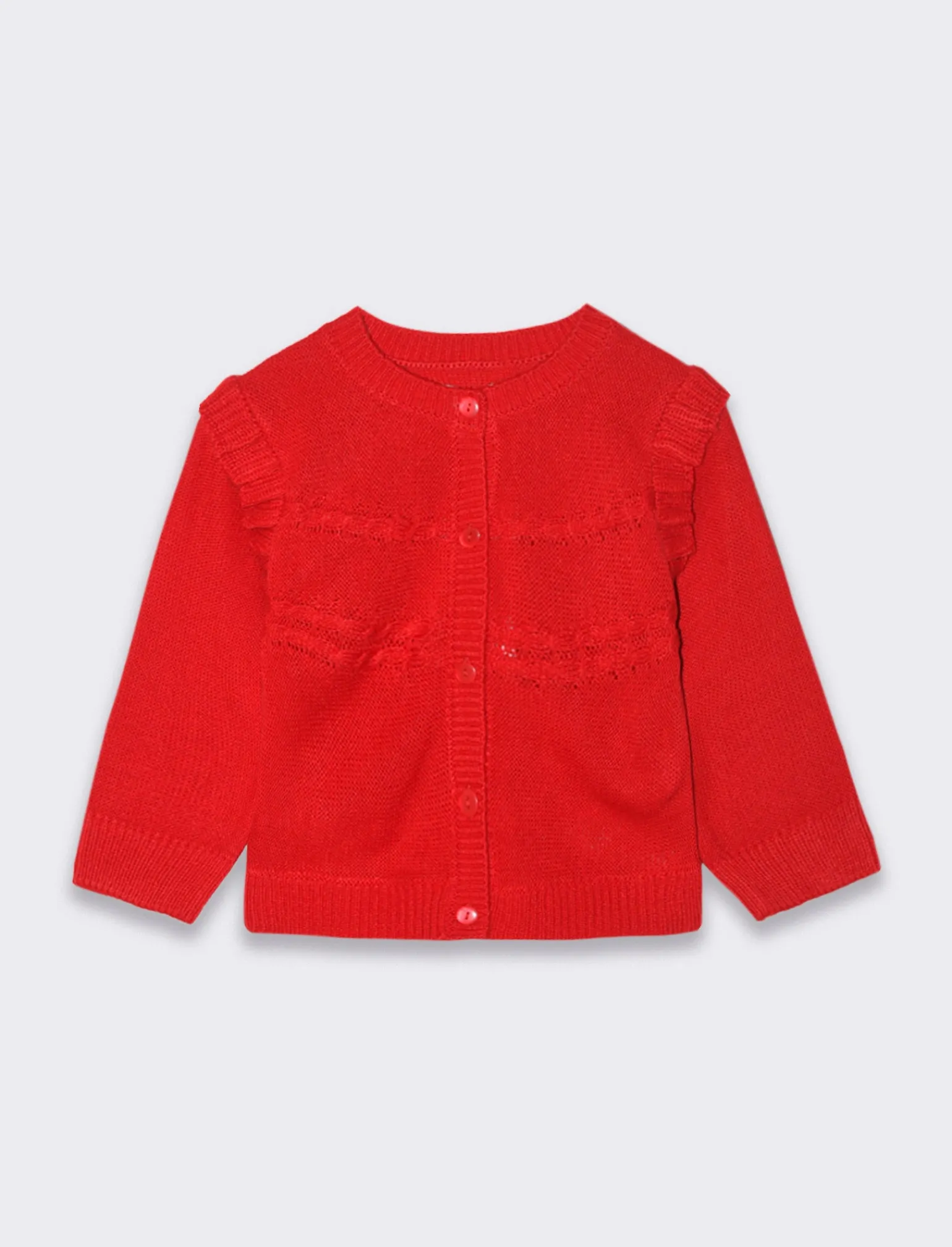 Piazza Italia Neonata<Cardigan da neonata con bottoncini, rouches alle maniche e disegno frontale -