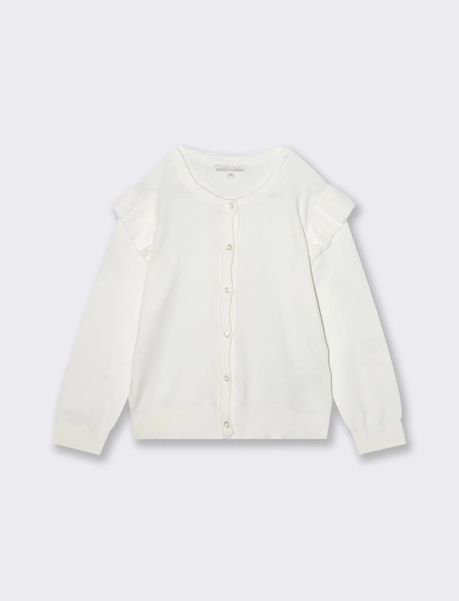 Piazza Italia Bambina | Maglieria<Cardigan in maglia di cotone con rouches sulle spalle e abbottonatura sul davanti -