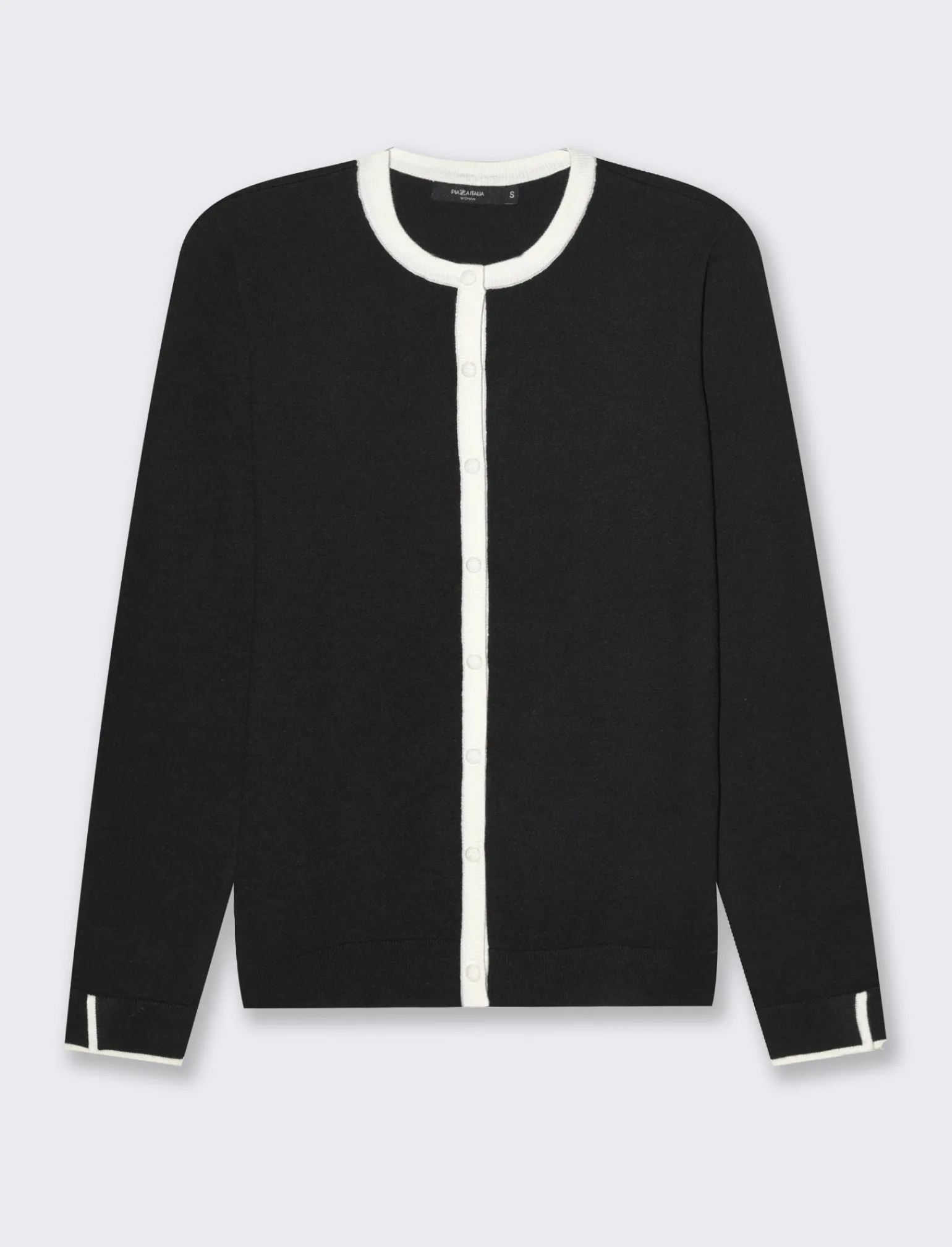 Donna Piazza Italia Donna | Maglieria<Cardigan in maglia fine con dettaglio contrasto su tinta e polsi -
