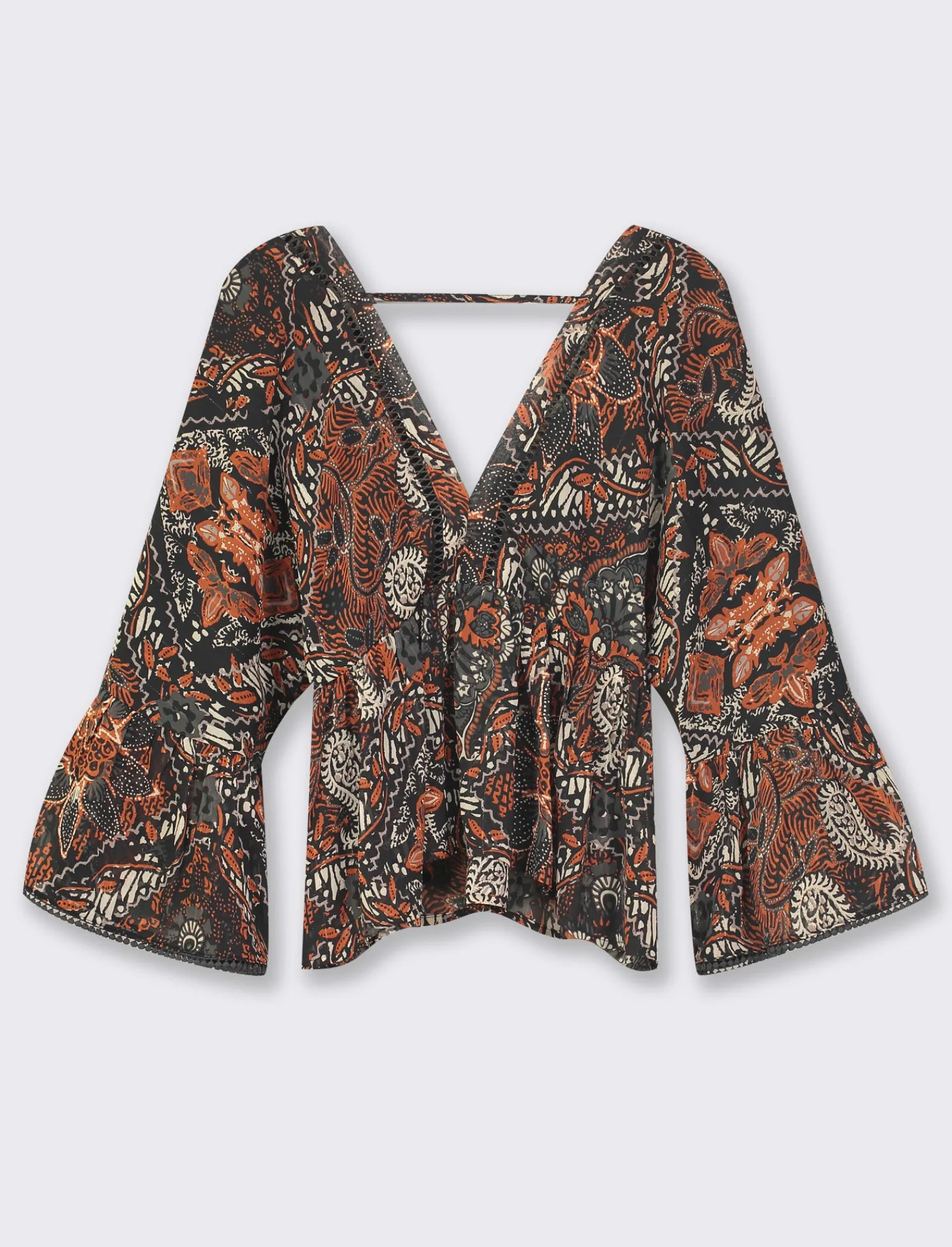 Donna Piazza Italia Donna | Camicie E Casacche<Casacca ampia,stampata con scollo a V con inserti effetto metallizzato - var 1