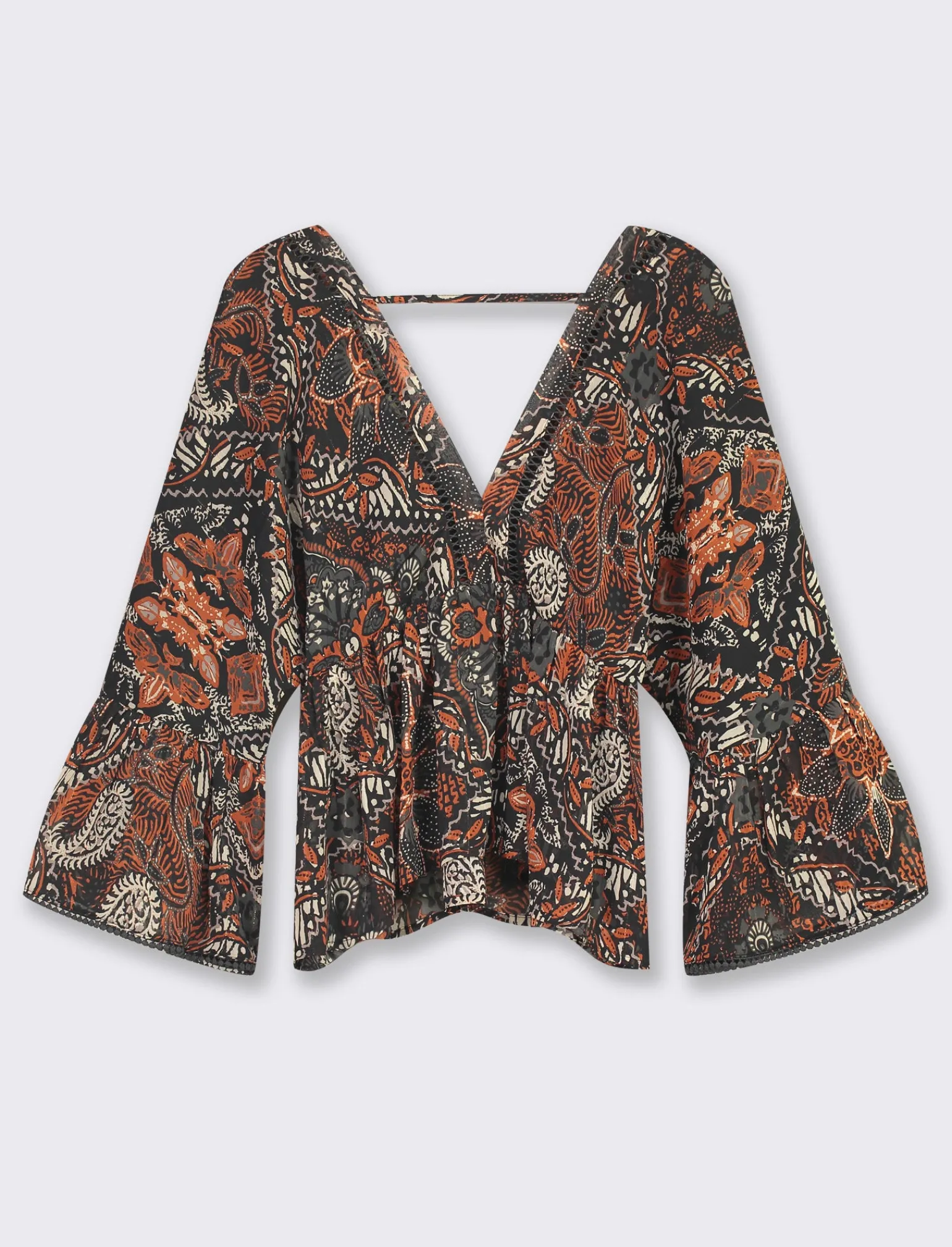 Donna Piazza Italia Donna | Camicie E Casacche<Casacca ampia,stampata con scollo a V con inserti effetto metallizzato - var 1