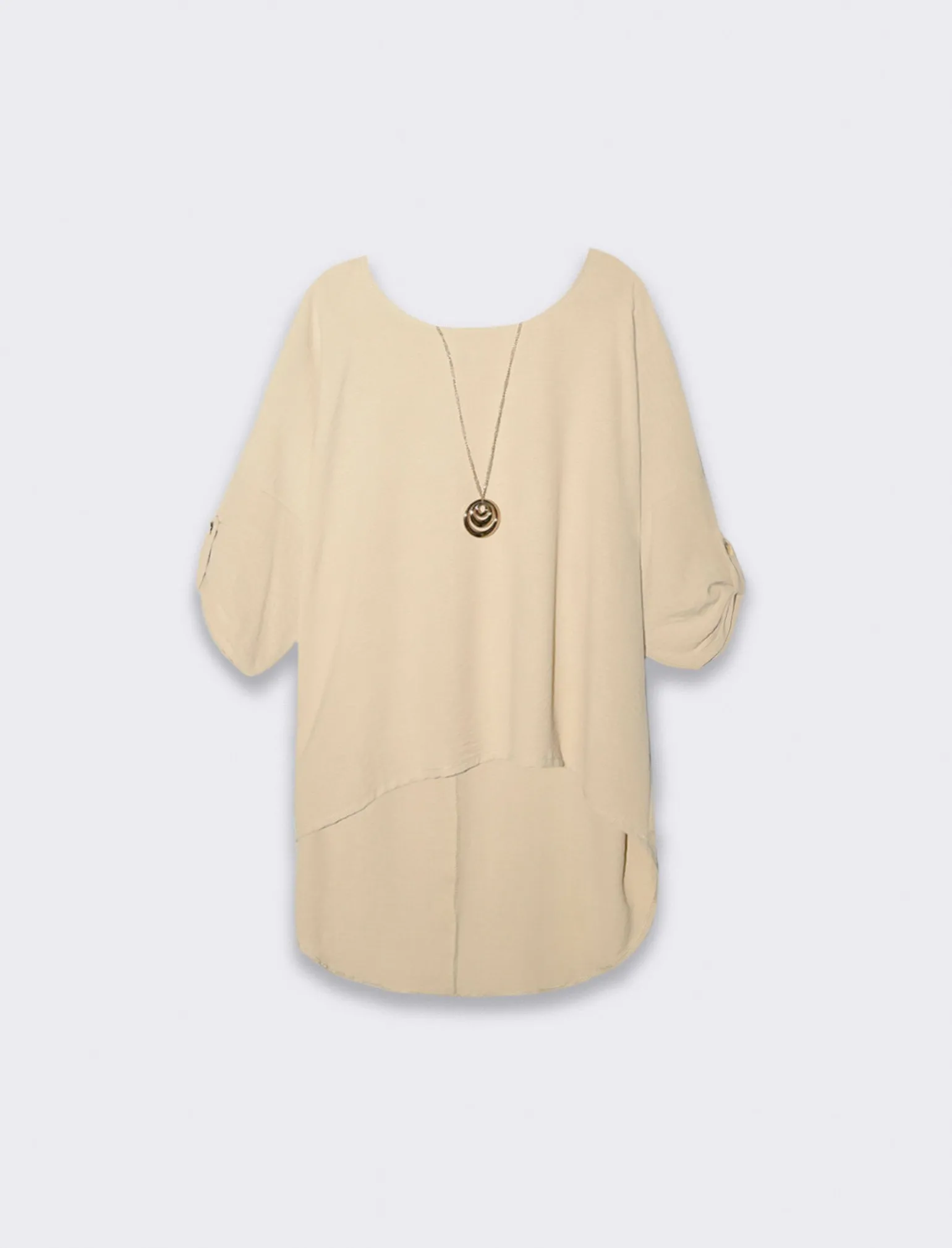 Donna Piazza Italia Donna | Camicie E Casacche<Casacca girocollo con collana e manica a 3/4 - gesso