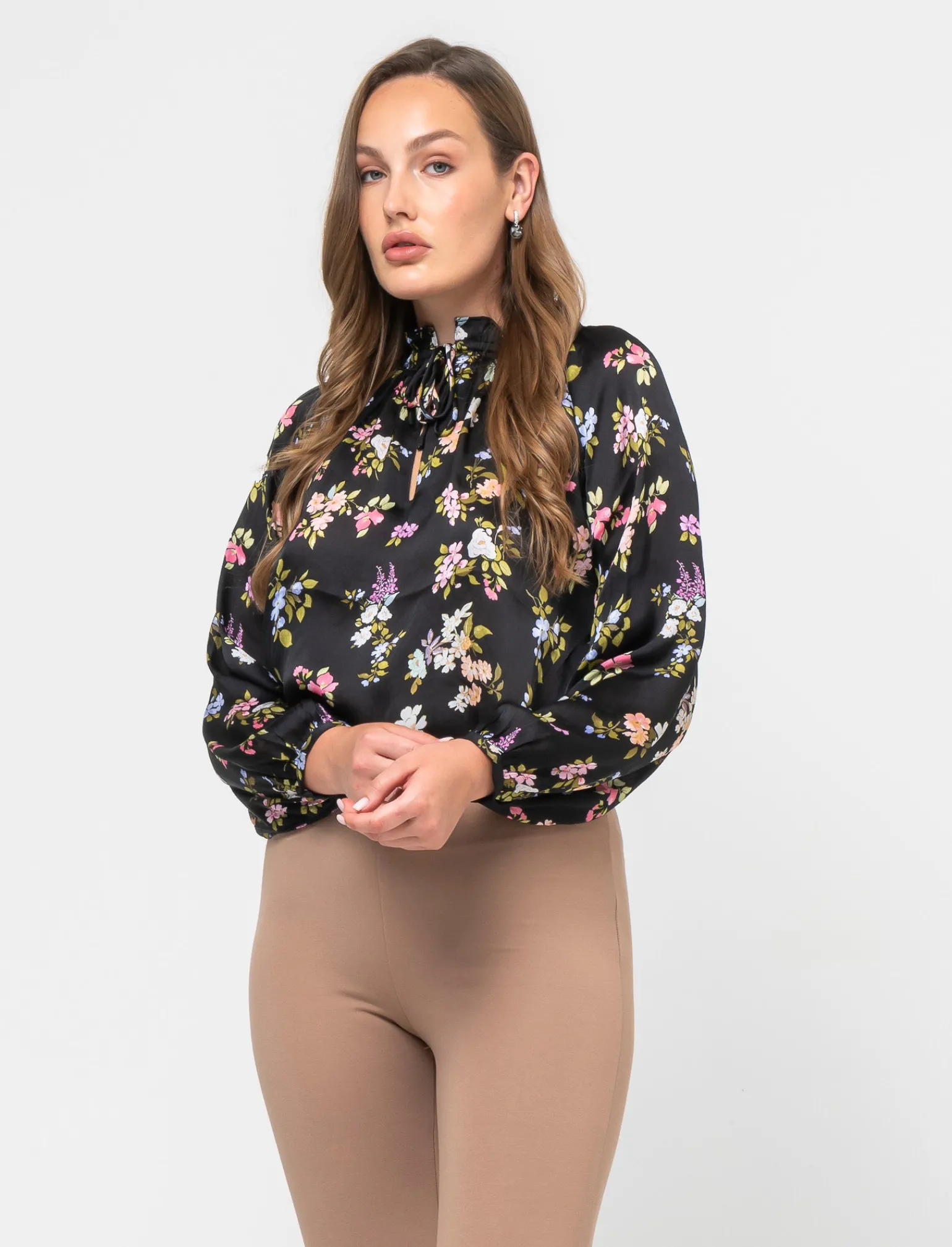Donna Piazza Italia Camicie E Casacche<Casacca in tessuto fluido e arriccio al collo con laccetti - var 2