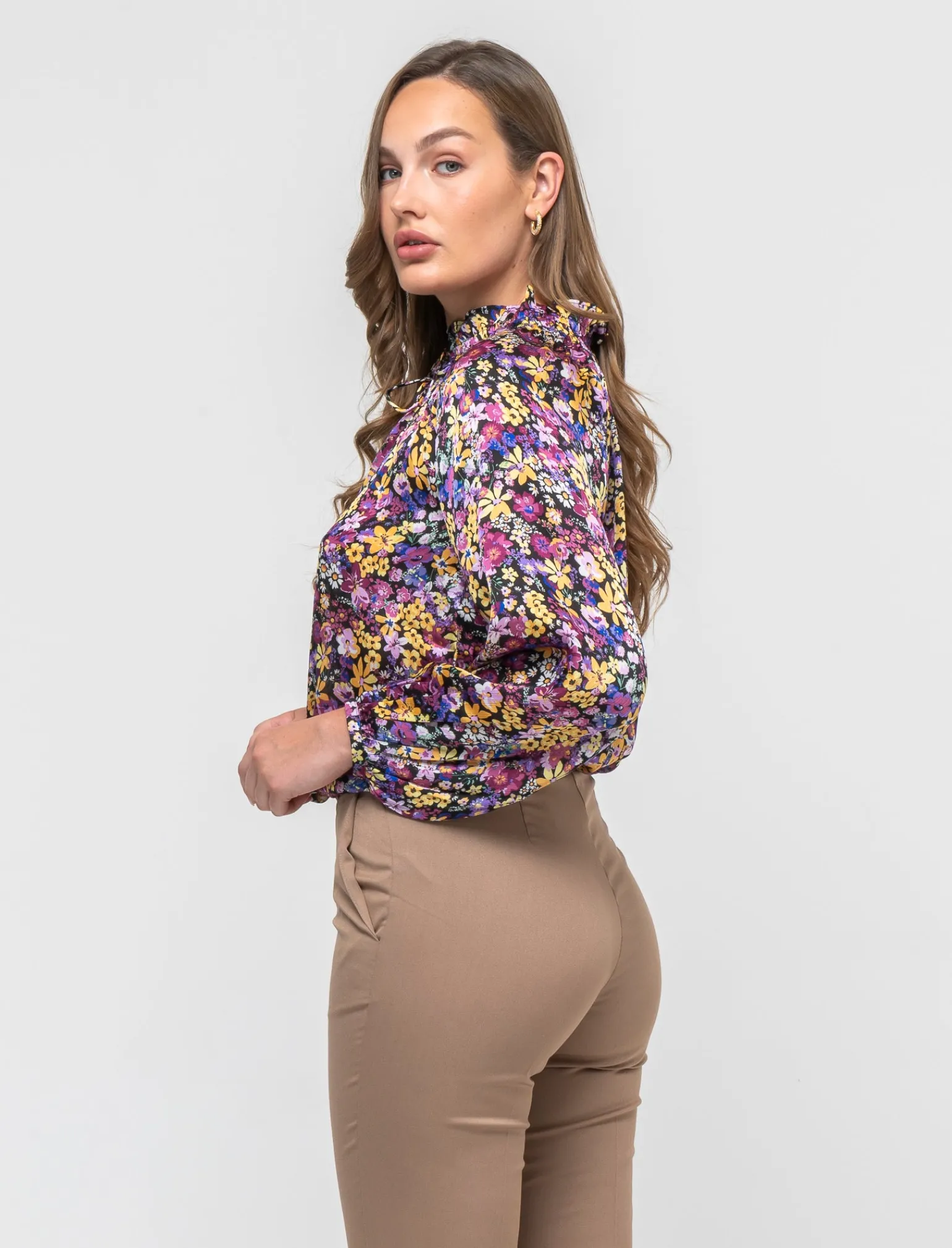 Donna Piazza Italia Camicie E Casacche<Casacca in tessuto fluido e arriccio al collo con laccetti - var 1