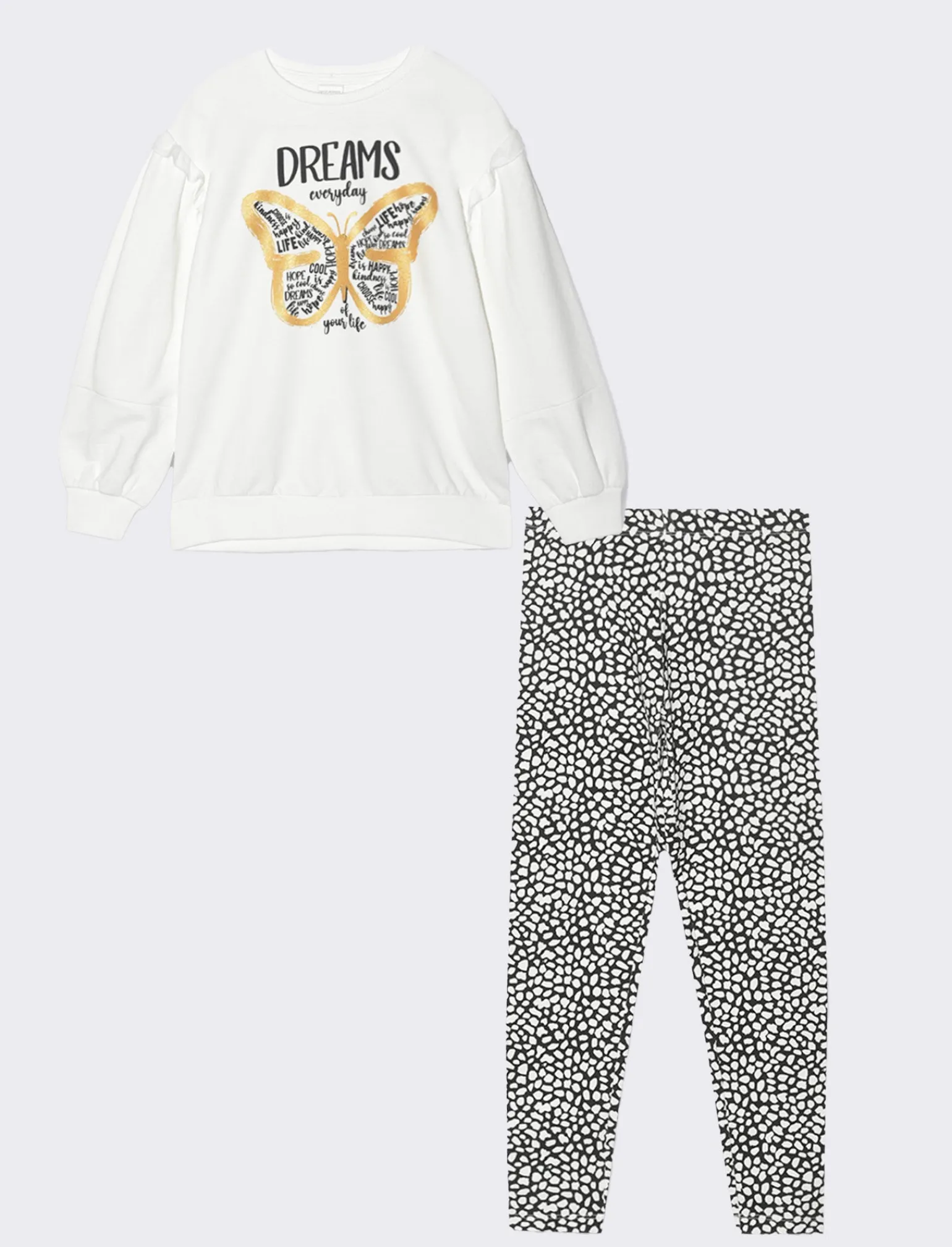 Piazza Italia Bambina | Completi<Completo set due pezzi felpa e leggings fantasia da bambina - sporco