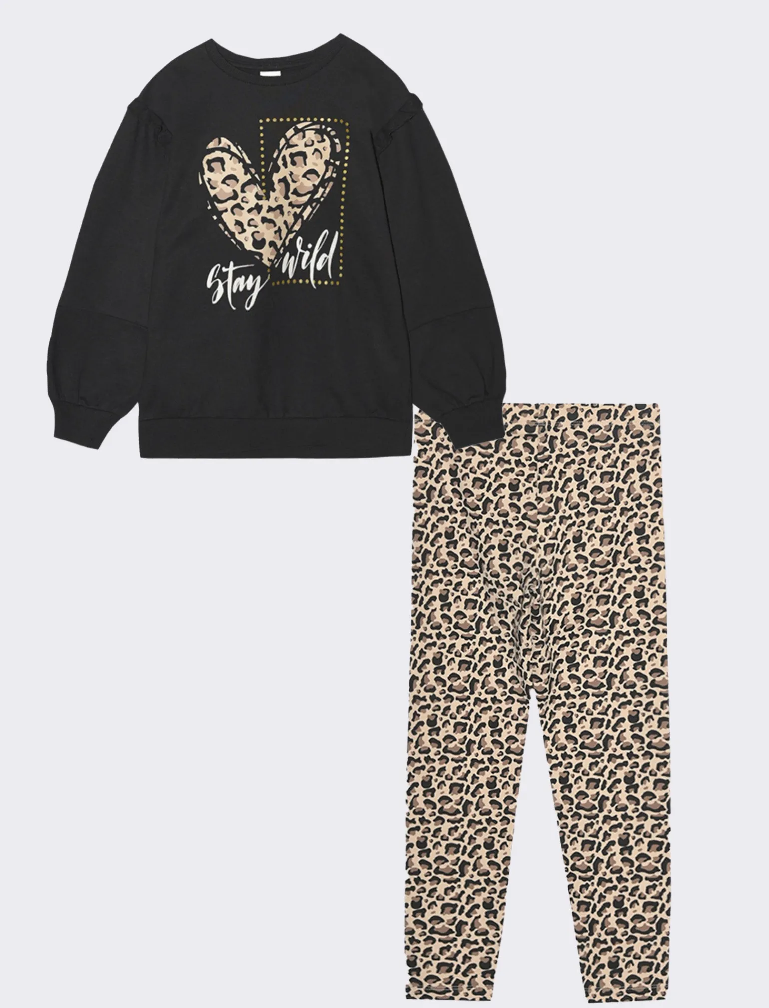 Piazza Italia Bambina | Completi<Completo set due pezzi felpa e leggings fantasia da bambina -