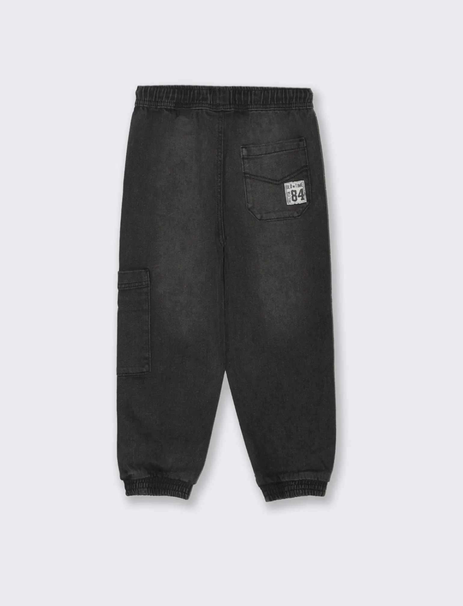 Bambino Piazza Italia Bambino | Jeans<Denim da bambino con tasconi laterali con coulisse in vita ed elastico al fondo - Nero