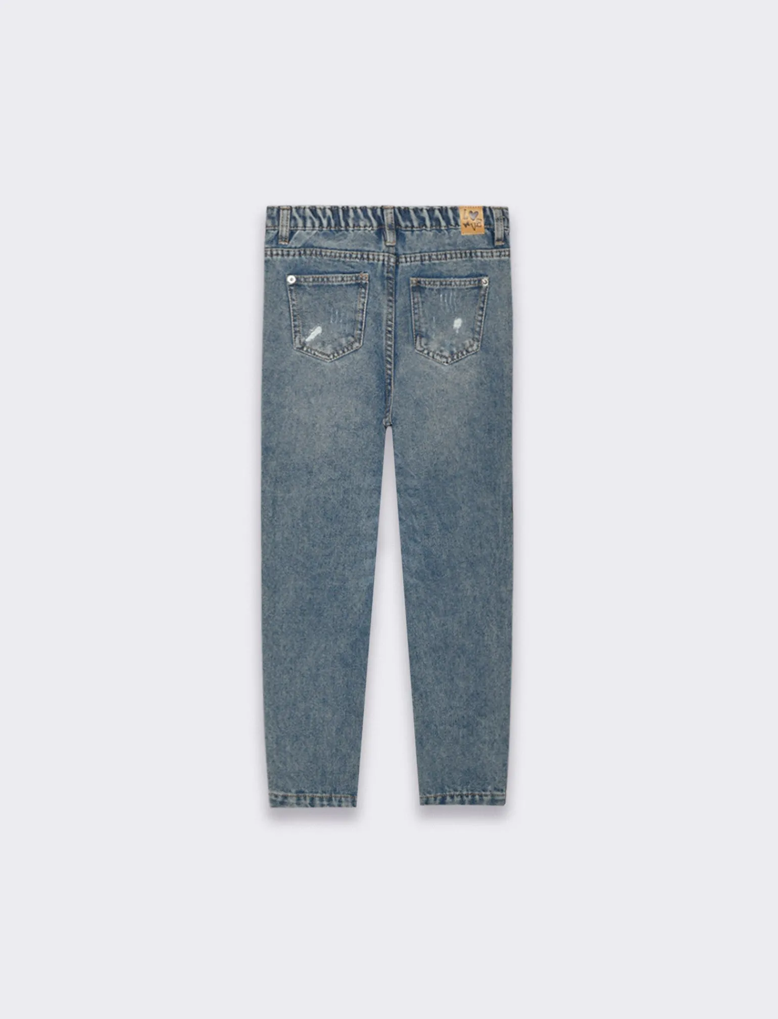 Piazza Italia Bambina | Jeans<Denim di cotone con rotture ed elastico regolabile in vita, vestibilità mom fit - Denim