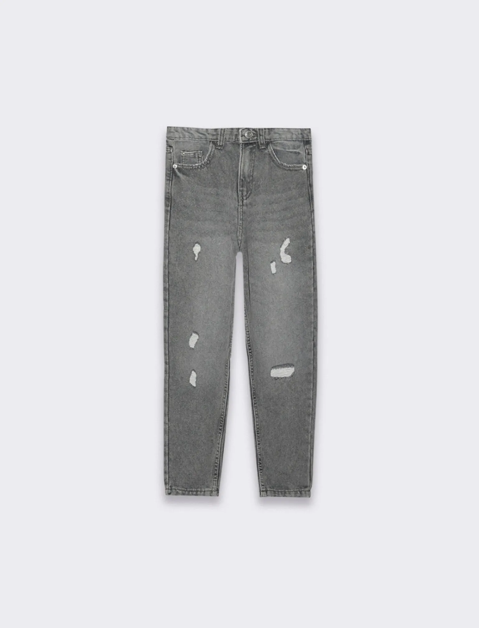 Piazza Italia Bambina | Jeans<Denim di cotone con rotture ed elastico regolabile in vita, vestibilità mom fit -
