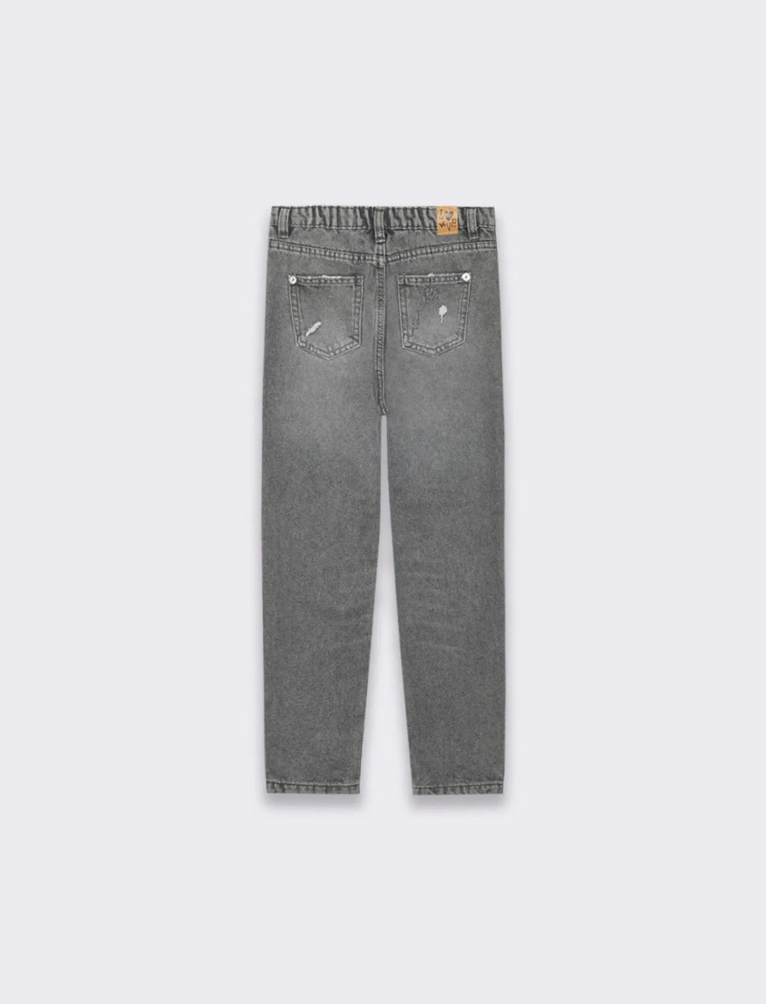 Piazza Italia Bambina | Jeans<Denim di cotone con rotture ed elastico regolabile in vita, vestibilità mom fit -