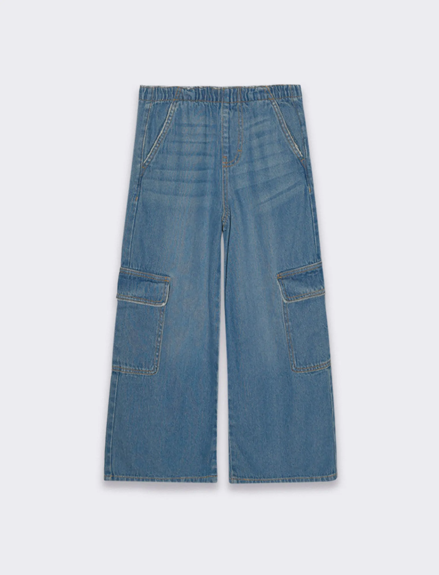 Piazza Italia Bambina | Jeans<Denim modello cargo da bambina con elastico in vita - Denim