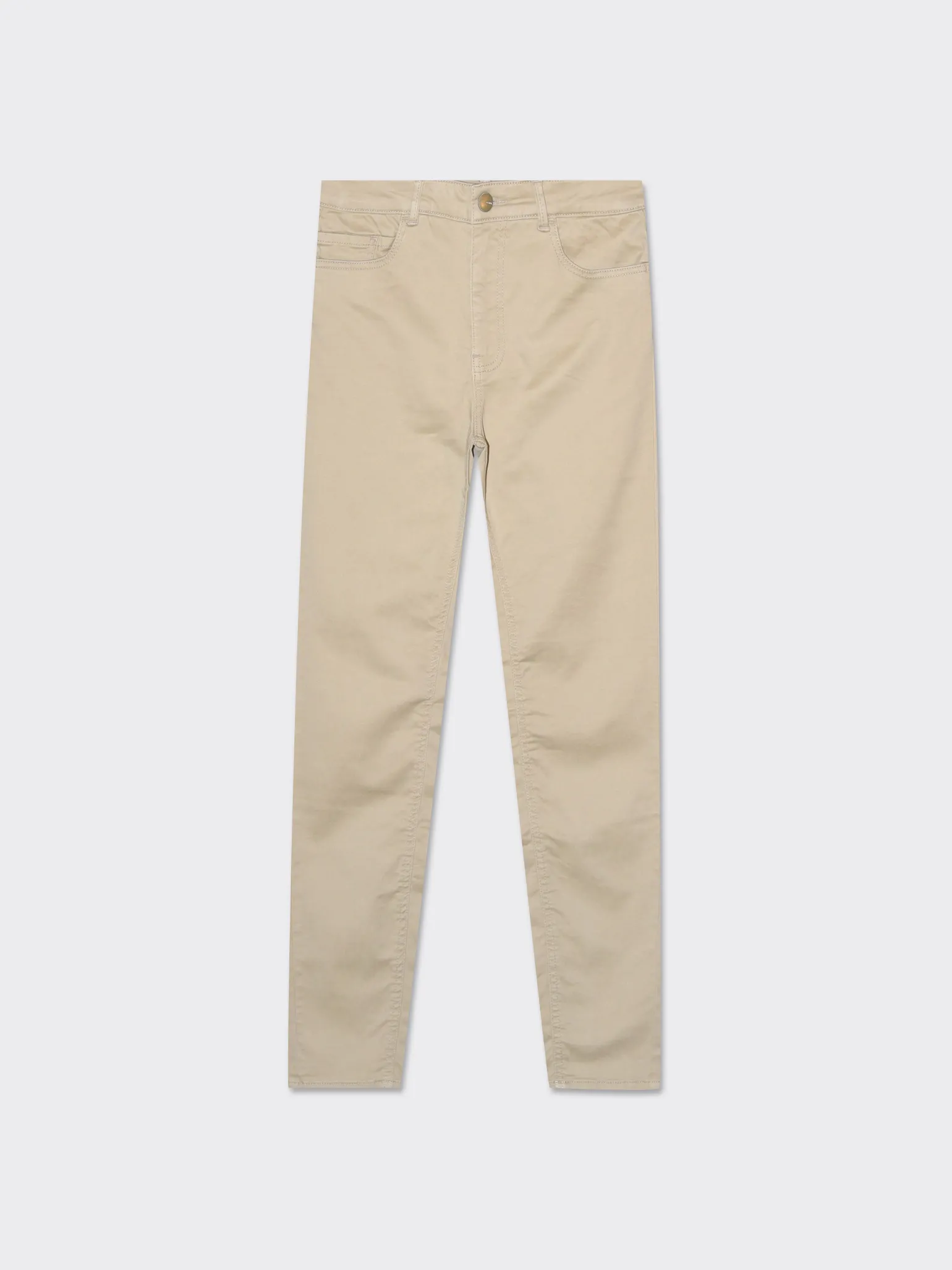 Donna Piazza Italia Donna | Jeans<Denim skinny colorato 5 tasche con bottone in metallo - Beige corda