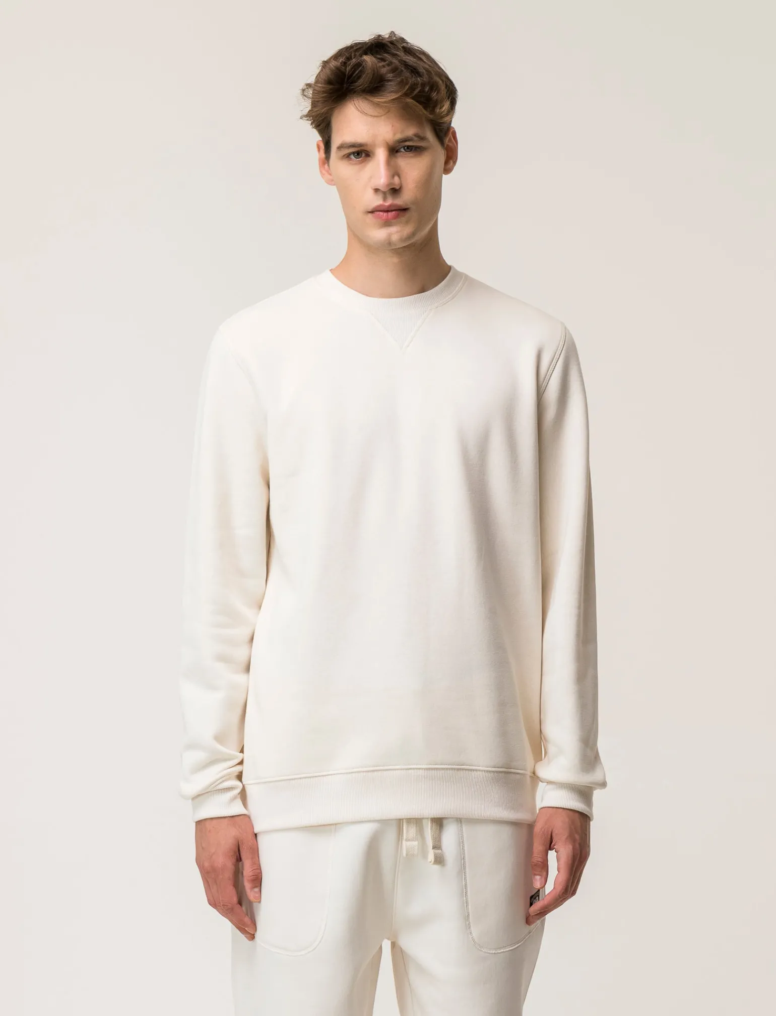 Uomo Piazza Italia Uomo | Felpe<Felpa basic regular fit in misto cotone garzato - latte