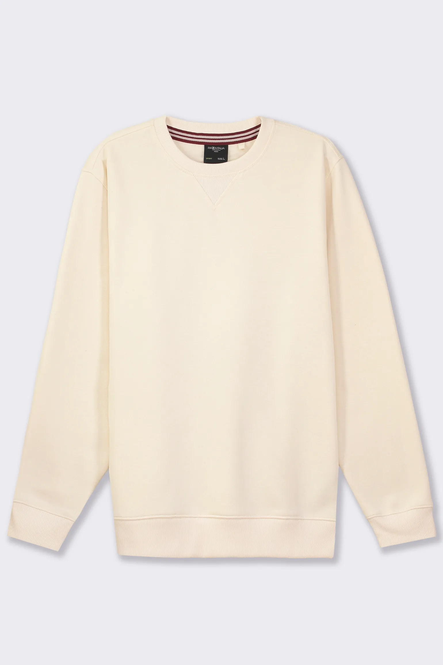 Uomo Piazza Italia Uomo | Felpe<Felpa basic regular fit in misto cotone garzato - latte