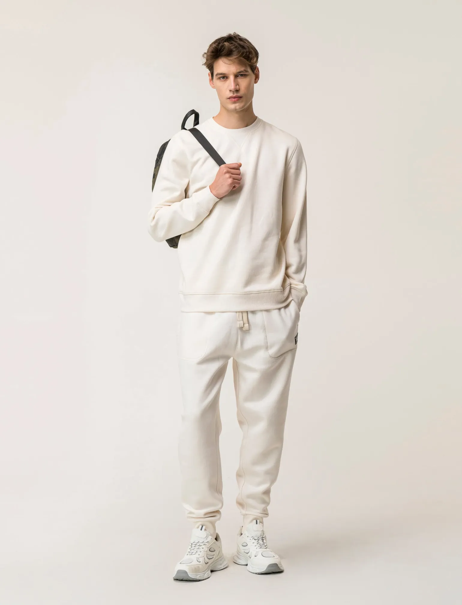 Uomo Piazza Italia Uomo | Felpe<Felpa basic regular fit in misto cotone garzato - latte