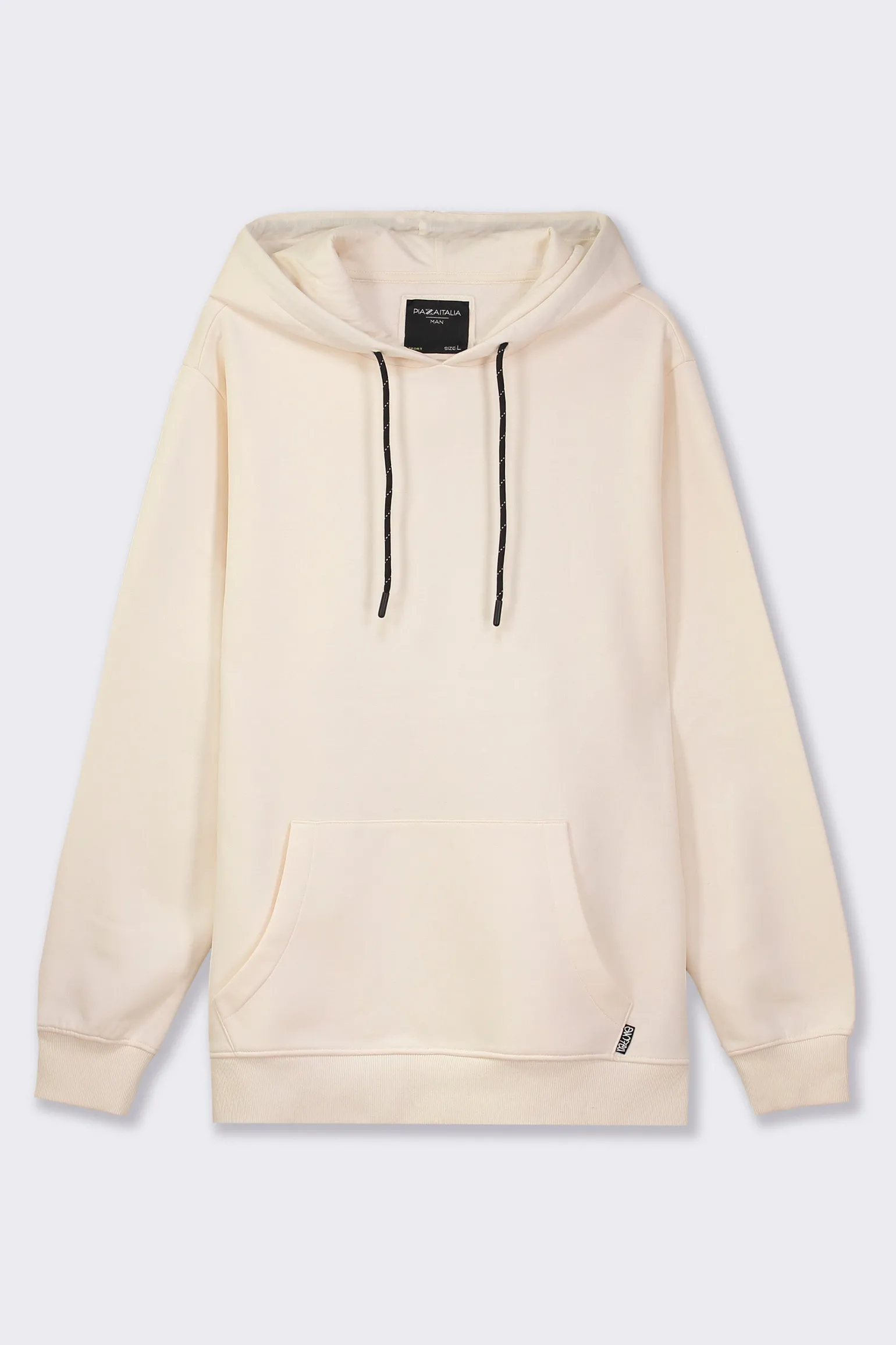 Uomo Piazza Italia Felpe<Felpa cappuccio in misto cotone garzato regular fit - latte