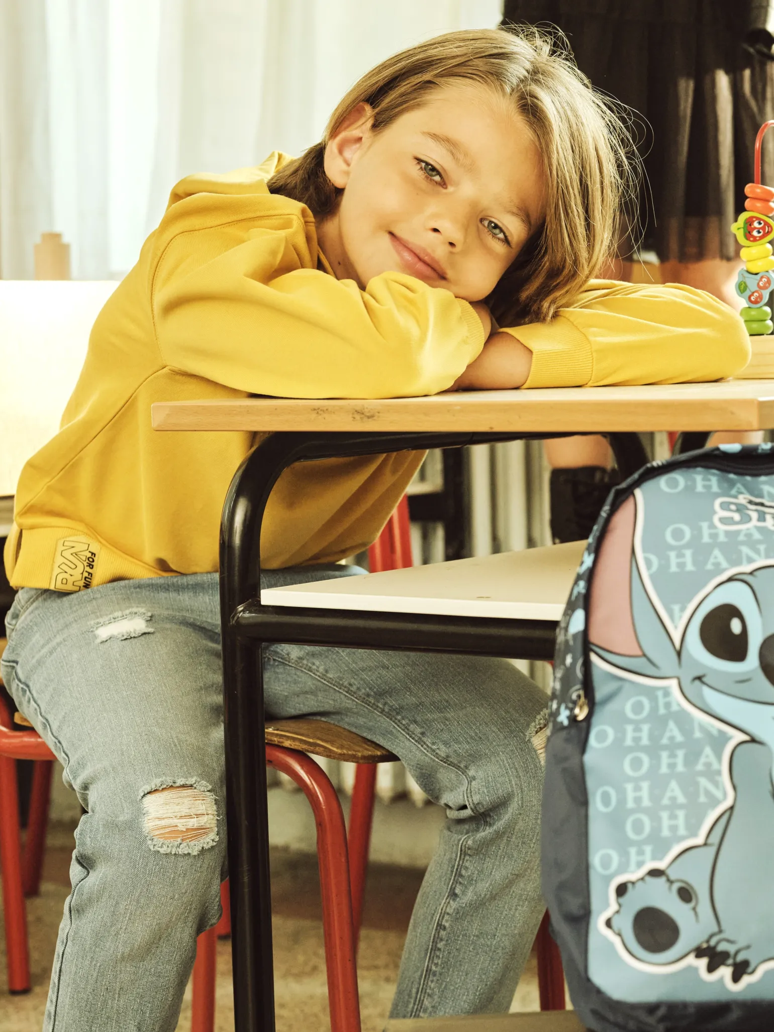Bambino Piazza Italia Bambino | Felpe<Felpa con cappuccio e ricamo frontale, vestibiità over, fondo corpo e maniche con rib - Ocra