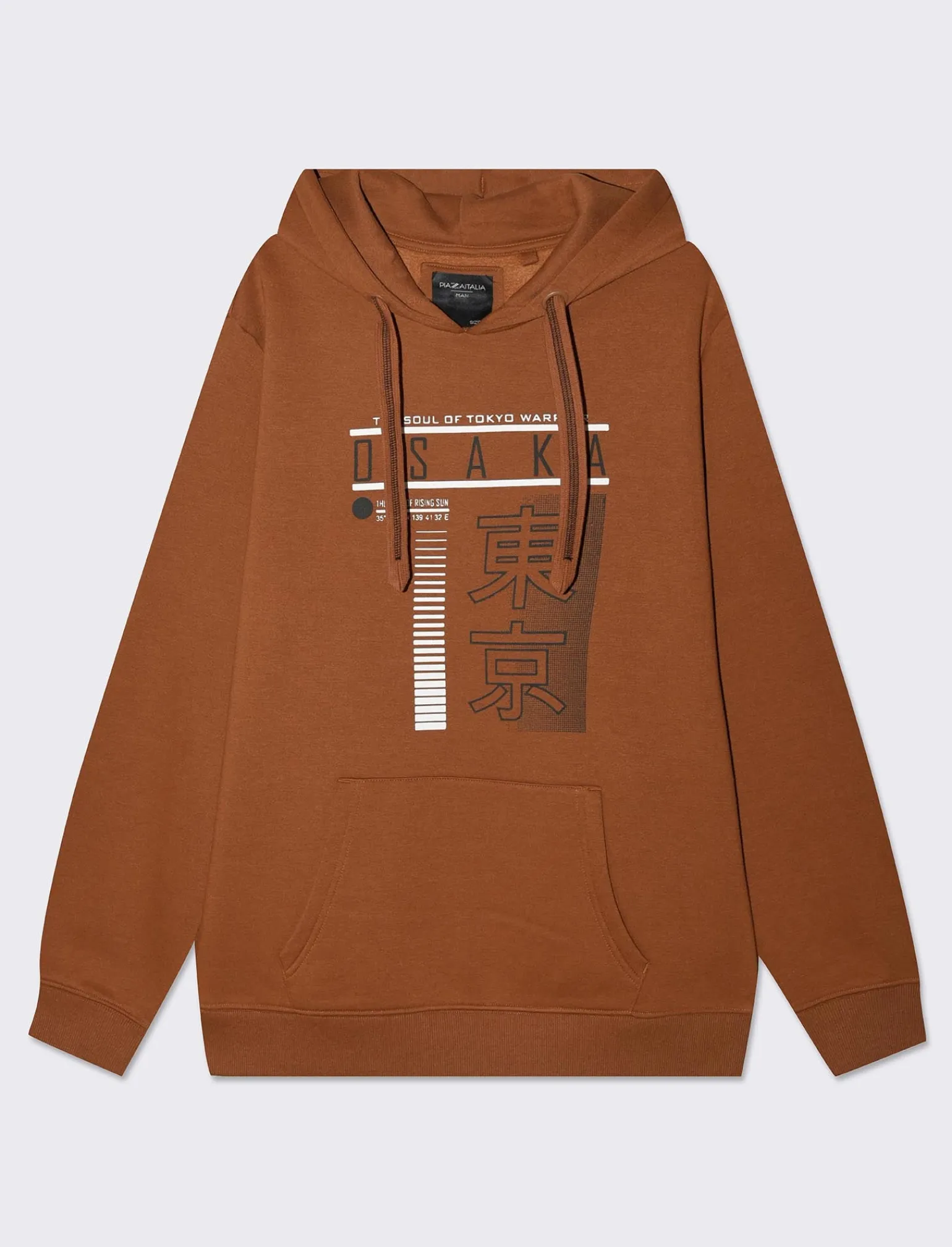Uomo Piazza Italia Felpe<Felpa con cappuccio in misto cotone garzato regular fit - tabacco