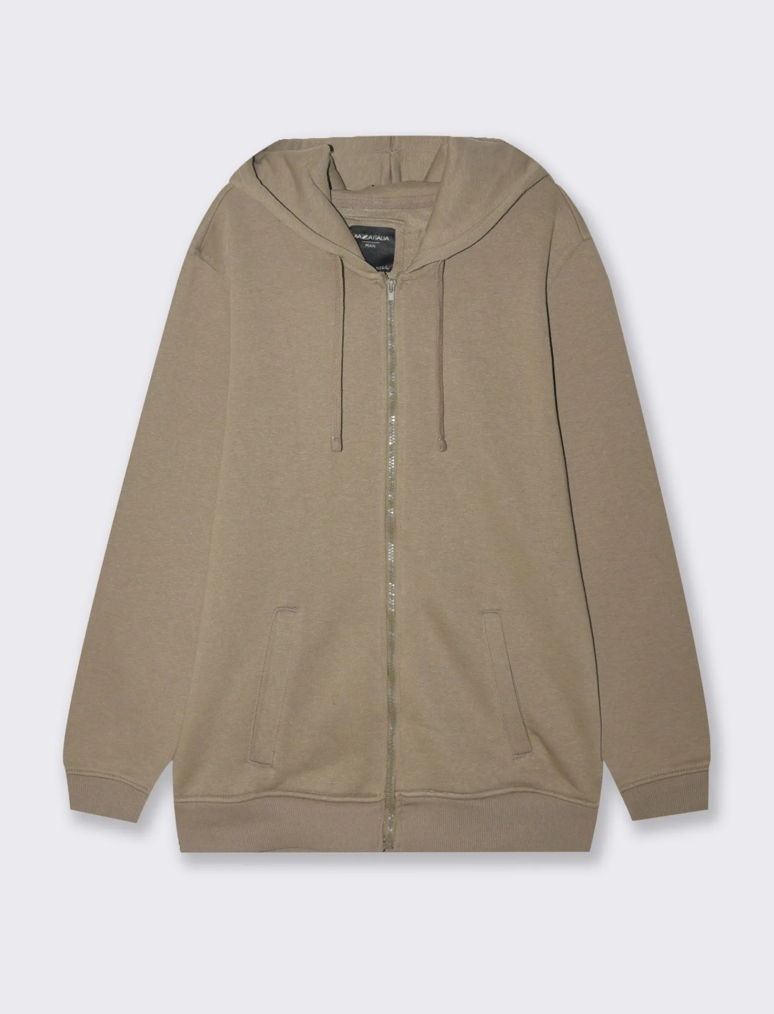 Uomo Piazza Italia Uomo | Felpe<Felpa con cappuccio in misto cotone garzato regular fit - kaki