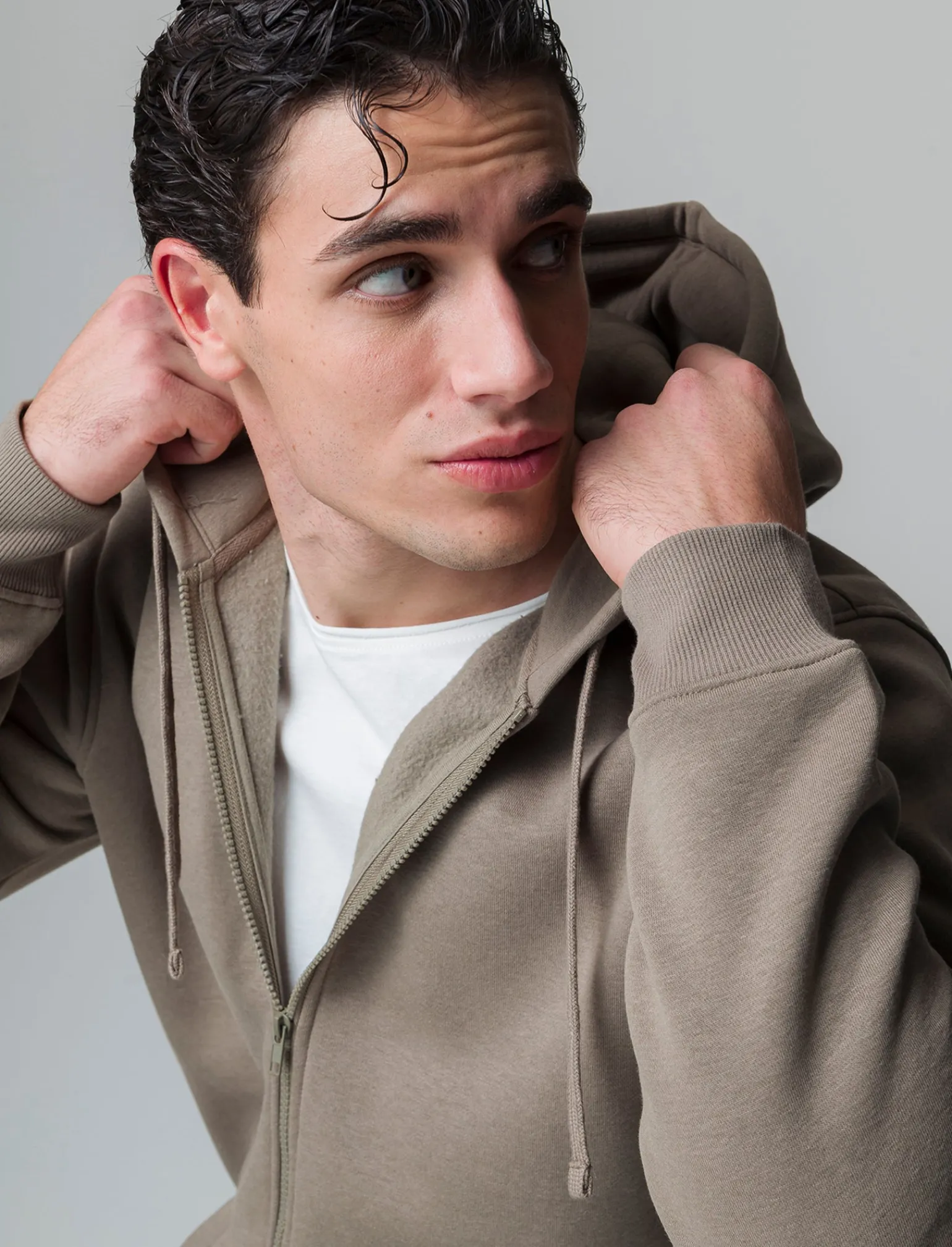 Uomo Piazza Italia Uomo | Felpe<Felpa con cappuccio in misto cotone garzato regular fit - kaki