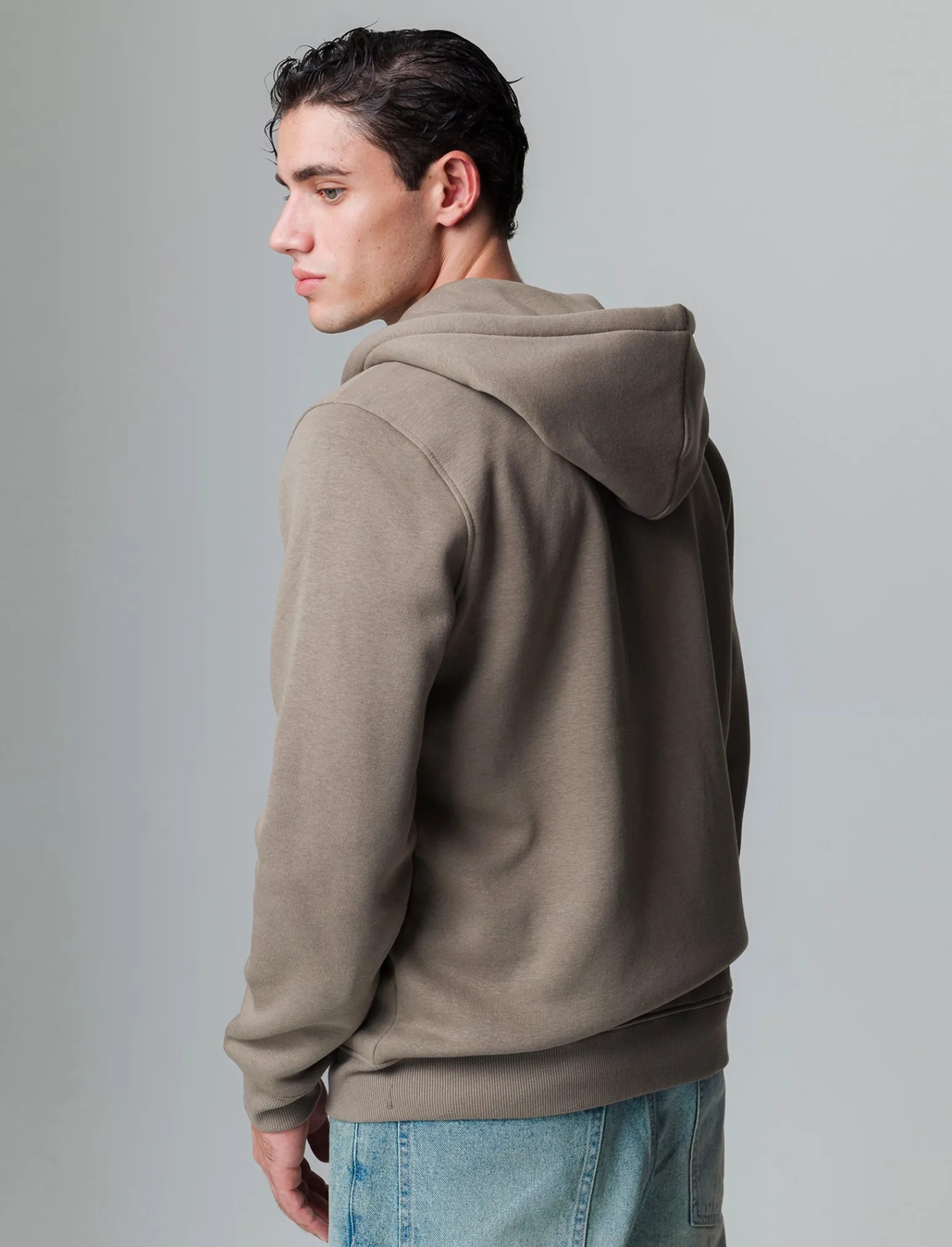 Uomo Piazza Italia Uomo | Felpe<Felpa con cappuccio in misto cotone garzato regular fit - kaki