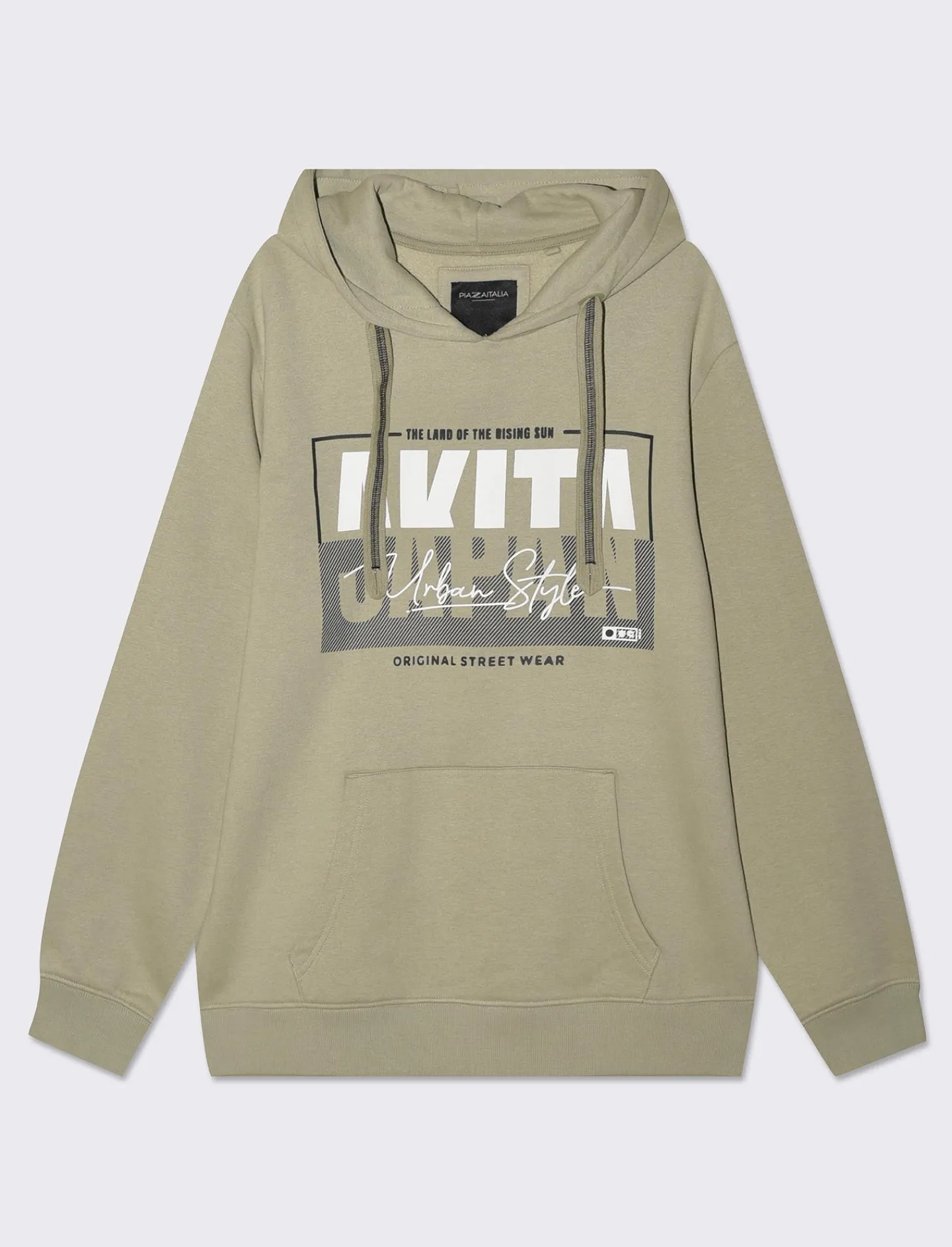 Uomo Piazza Italia Felpe<Felpa con cappuccio in misto cotone garzato regular fit - salvia