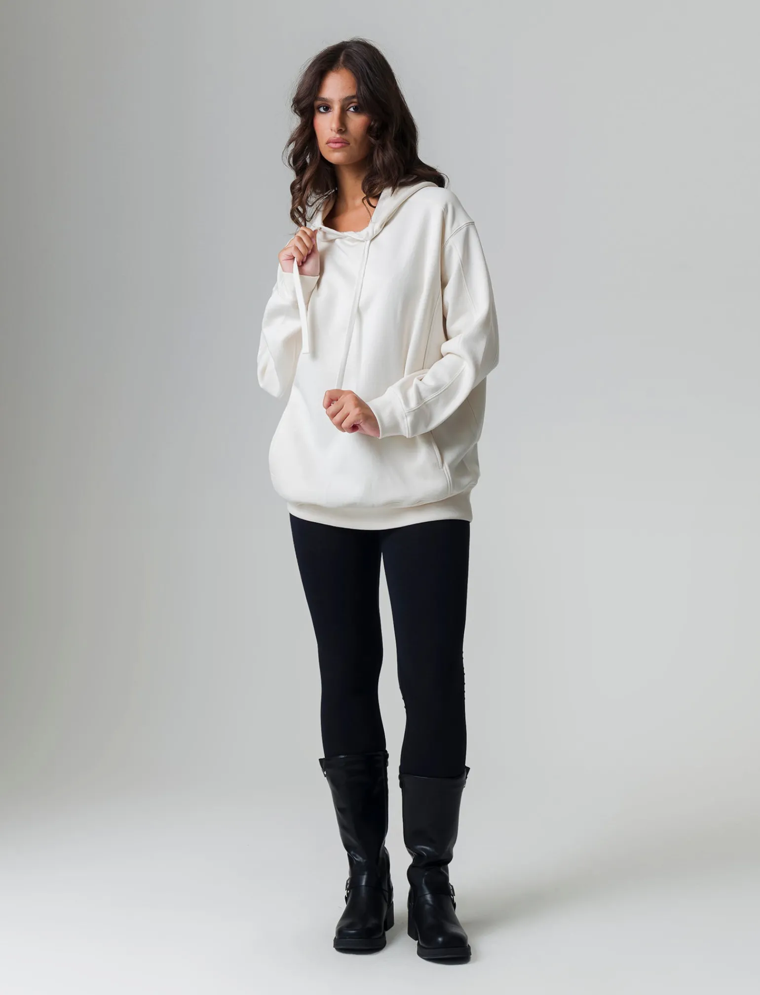 Donna Piazza Italia Felpe<Felpa con cappuccio vestibilità oversize e tasche a taglio - Avorio