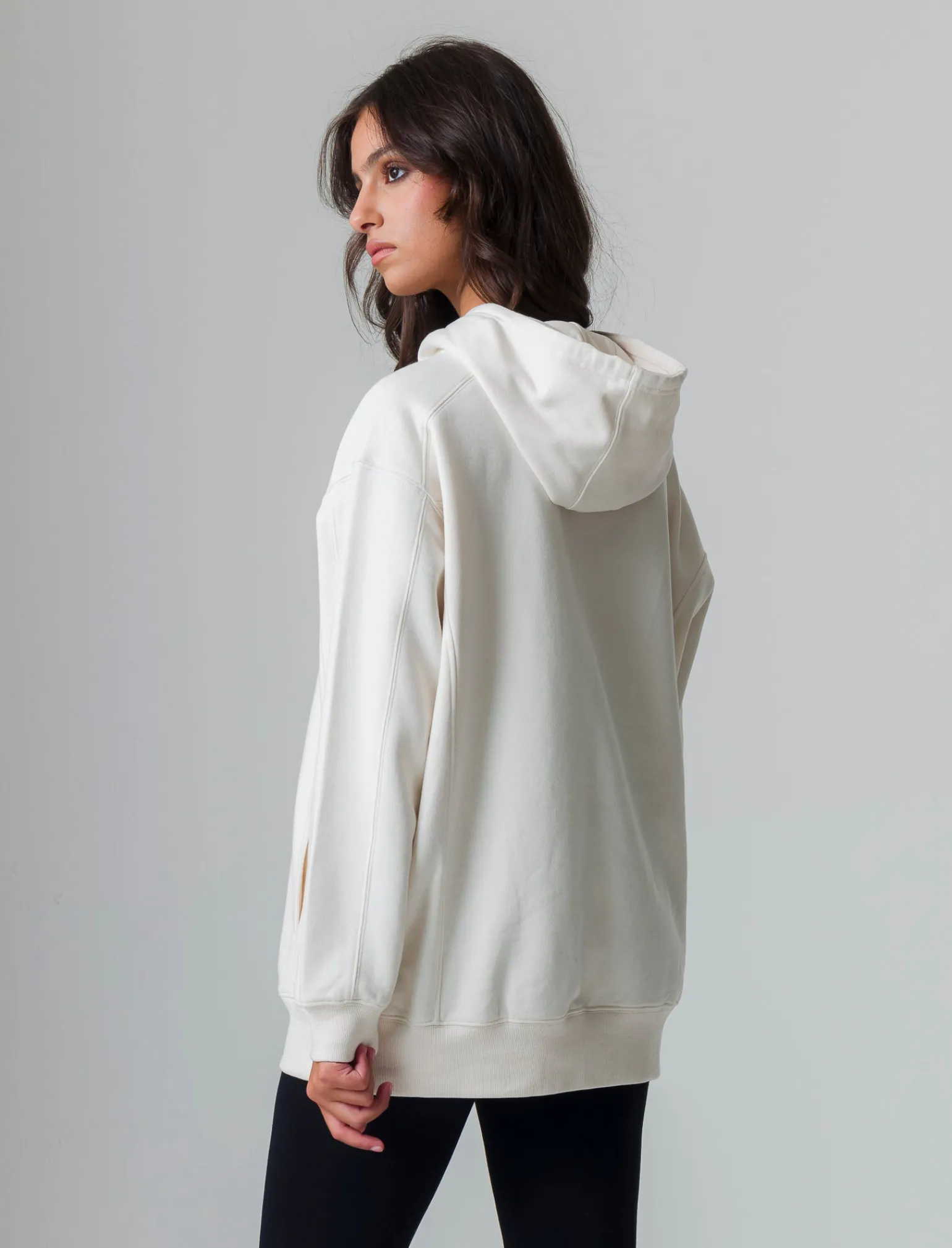 Donna Piazza Italia Felpe<Felpa con cappuccio vestibilità oversize e tasche a taglio - Avorio