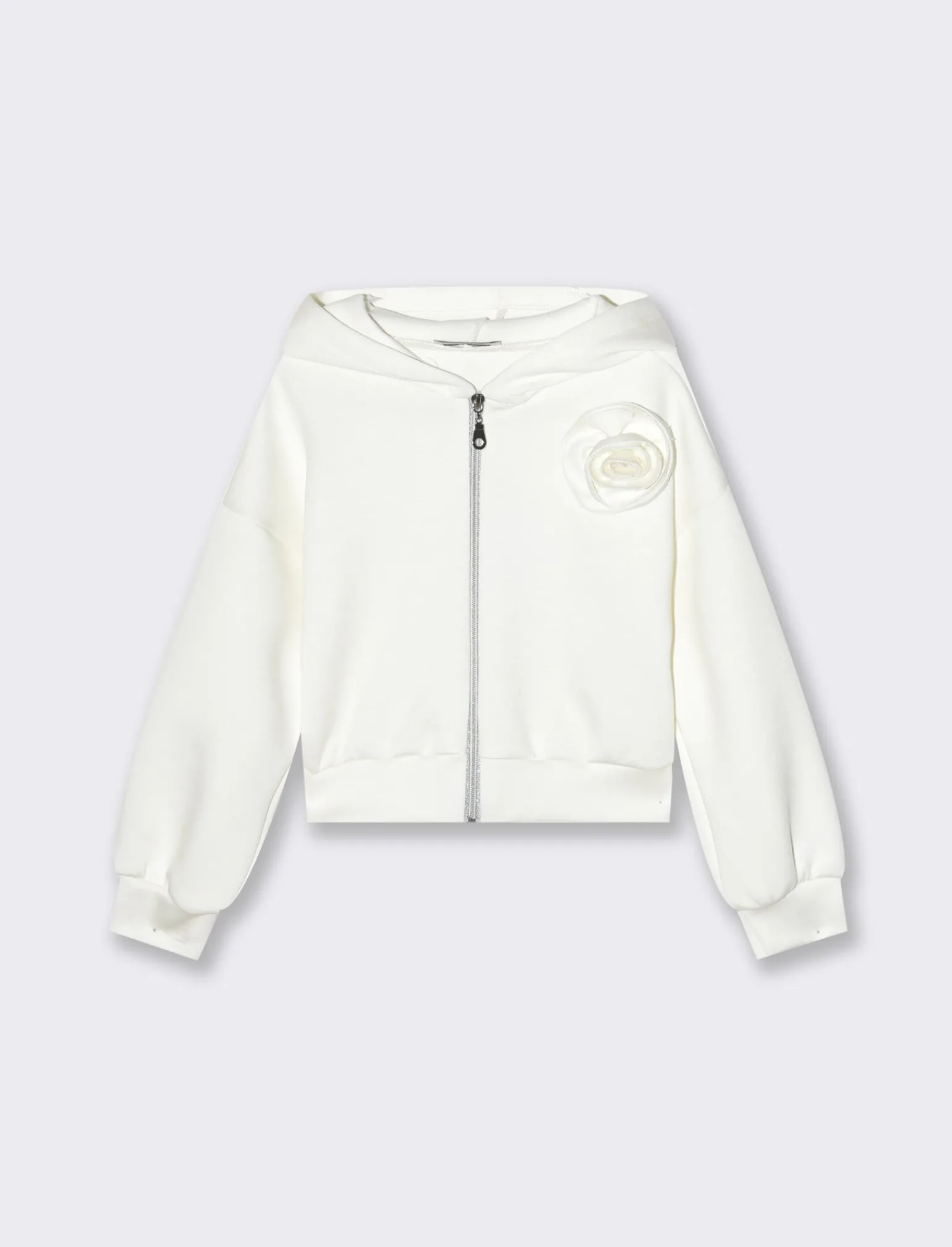 Piazza Italia Bambina | Felpe<Felpa da bambina in cotone bioelastico con fiore cucito sul davanti - sporco