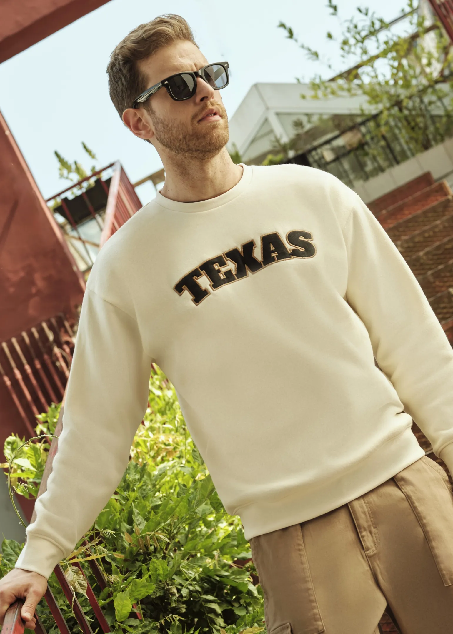Uomo Piazza Italia Felpe<Felpa girocollo in misto cotone garzato regular fit - latte