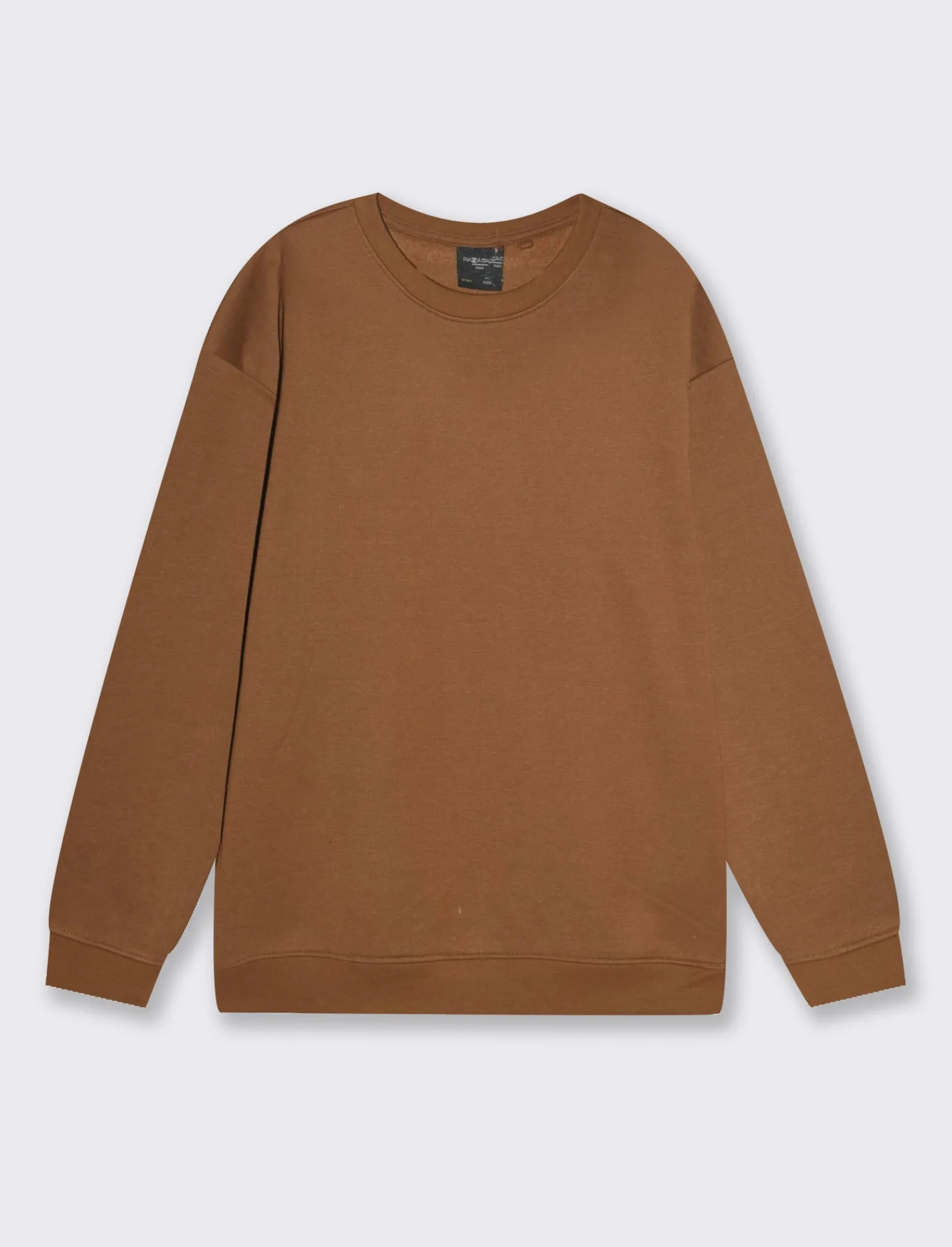 Uomo Piazza Italia Felpe<Felpa girocollo in misto cotone garzato, relaxed fit - tabacco