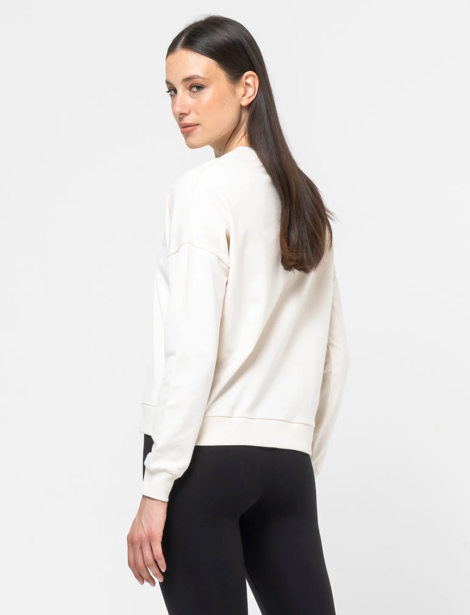 Donna Piazza Italia Donna | Felpe<Felpa girocollo in tessuto french terry di cotone con applicazioni e stampe - Avorio